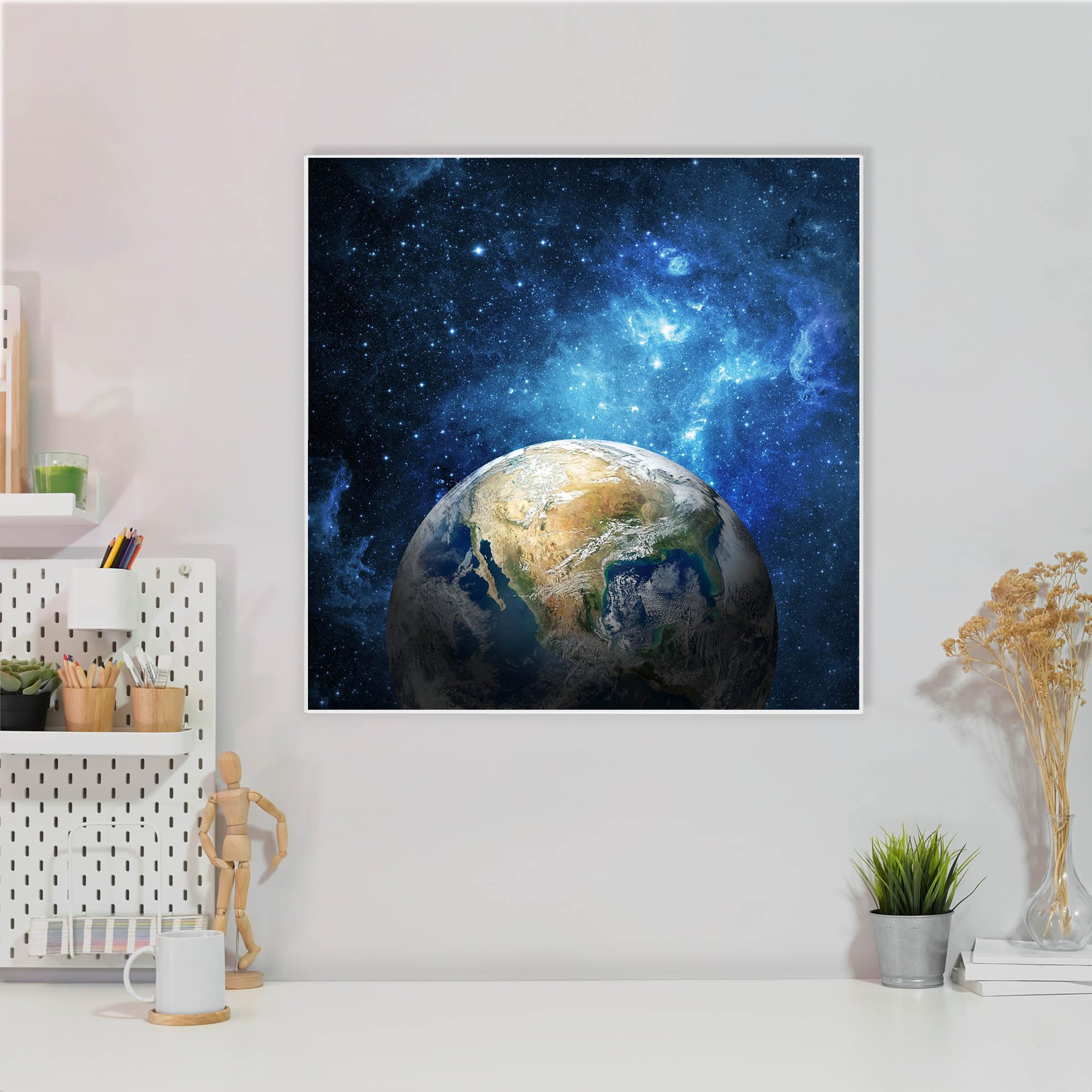 Banjado Magnettafel Erdkugel Metall 50x50 cm mit Magneten