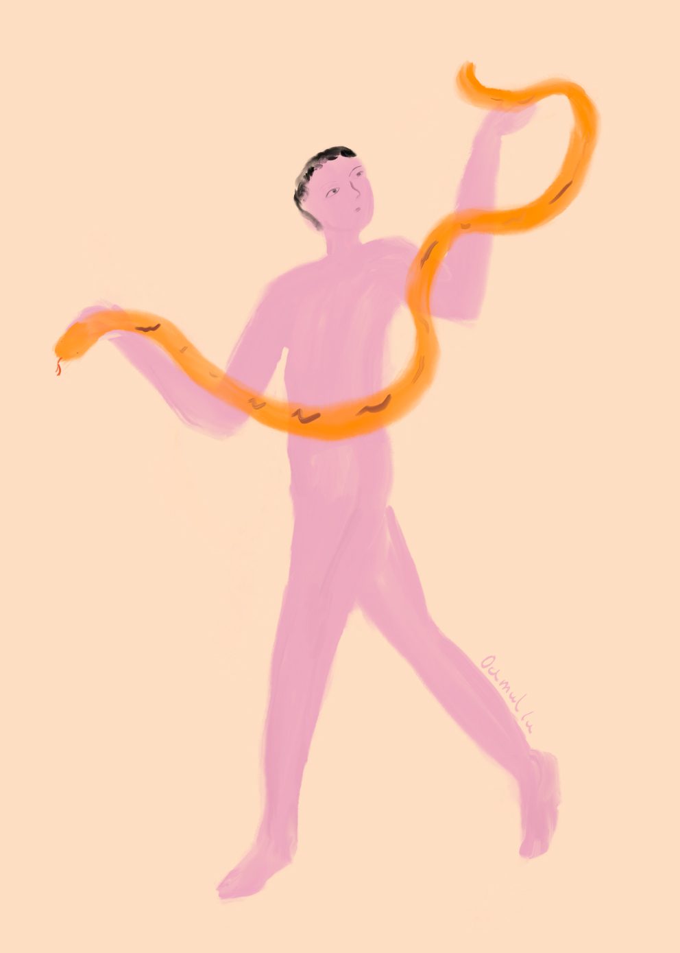 The Poster Club Snake Charmer Poster A4 rosa