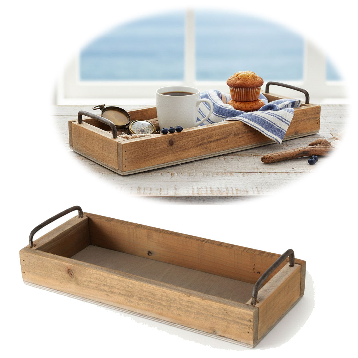 LS-LebenStil List Serviertablett Holz Braun 32x14cm Griff