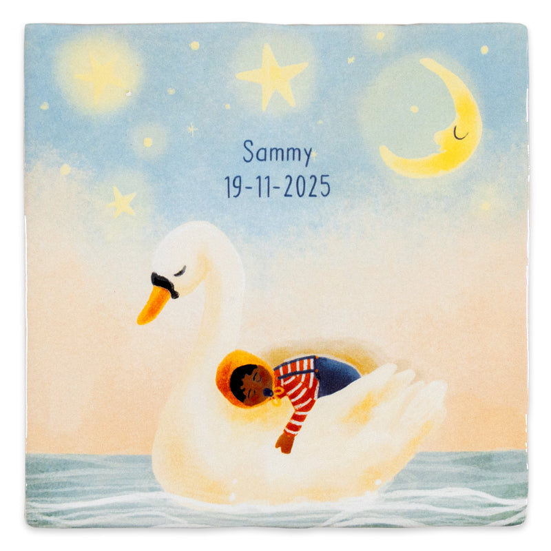 Storytiles Delft blue Loaded with love 1 Wandfliese S Schwan