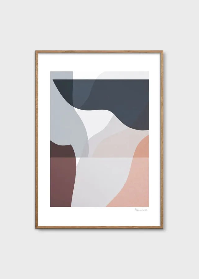 The Poster Club Soft Lines 02 Poster 30x40 cm Blau Rosa