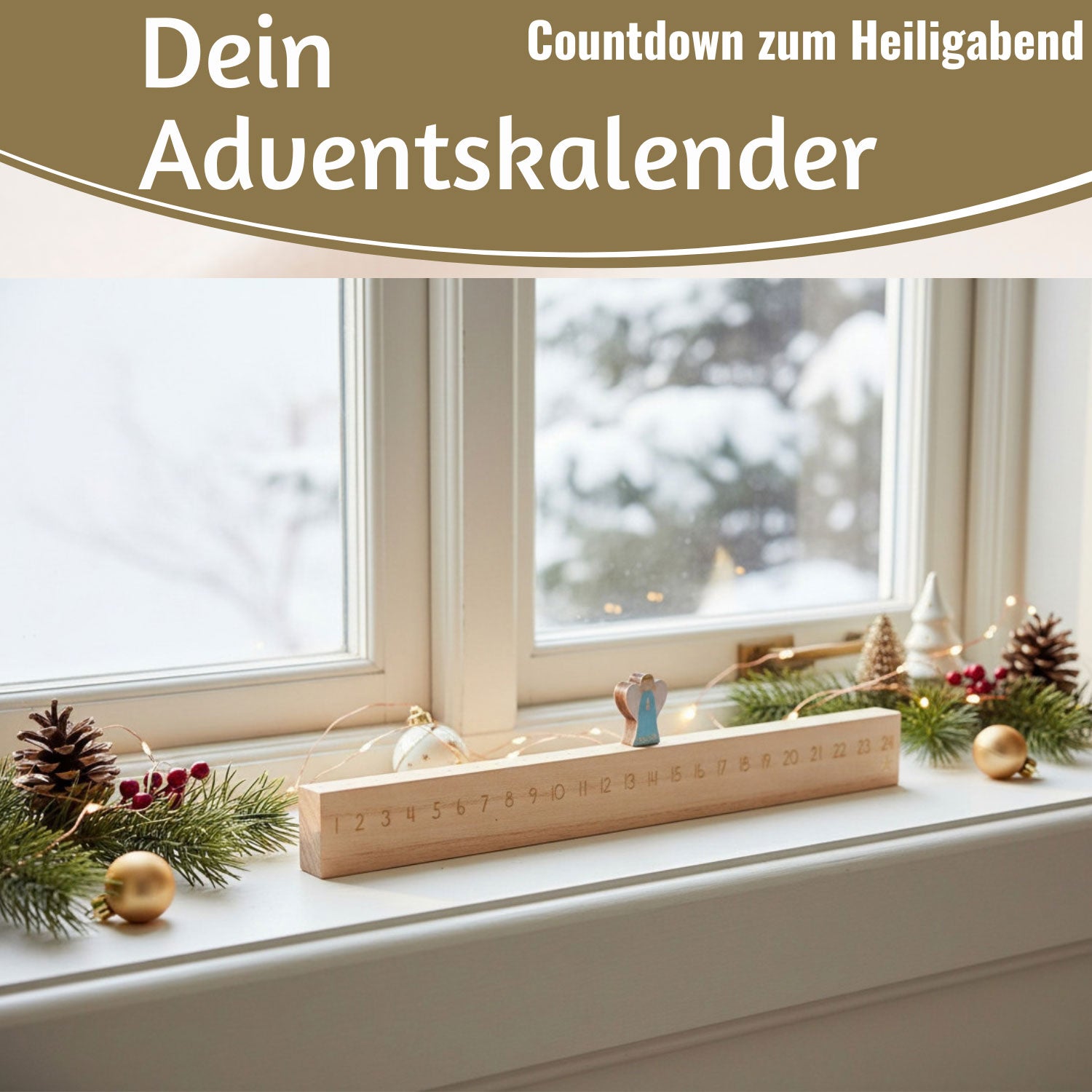 LS-LebenStil Möbel & Wohnen Engel Adventskalender Holz braun 50cm