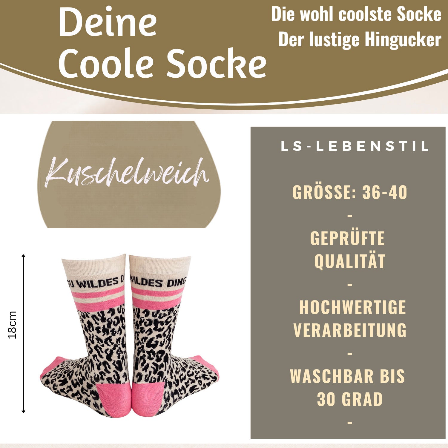 LS-LebenStil Socke 36-40 Du Wildes Ding Leo Damen