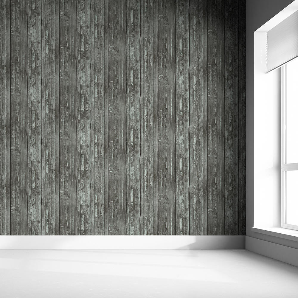 Mineheart Rustic Wood Effect Panel Tapete Washed Grey