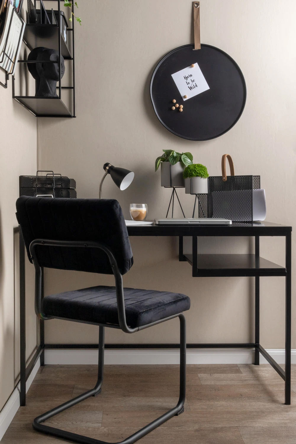 LS-LebenStil Möbel Wohnen Tischlampe List 39cm schwarz silber E27