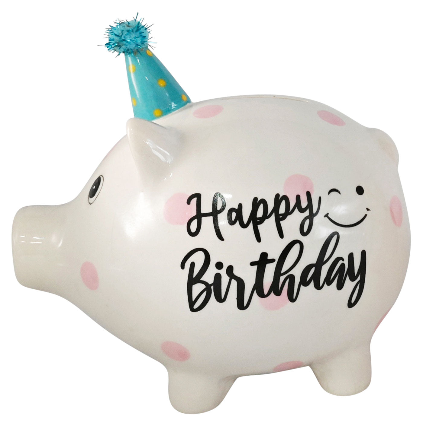 LS-LebenStil Sparschwein Blau Keramik Happy Birthday 16cm