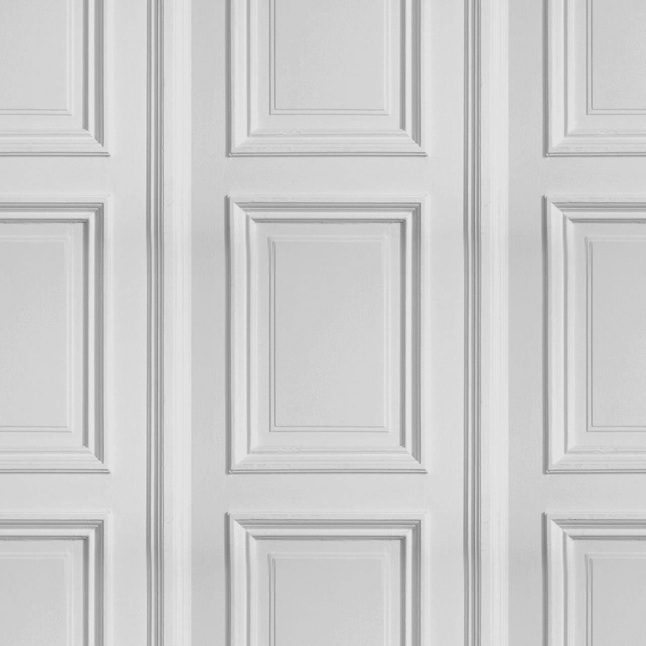 Mineheart Wallpaper White Panelling Tapete Rolle Hellgrau