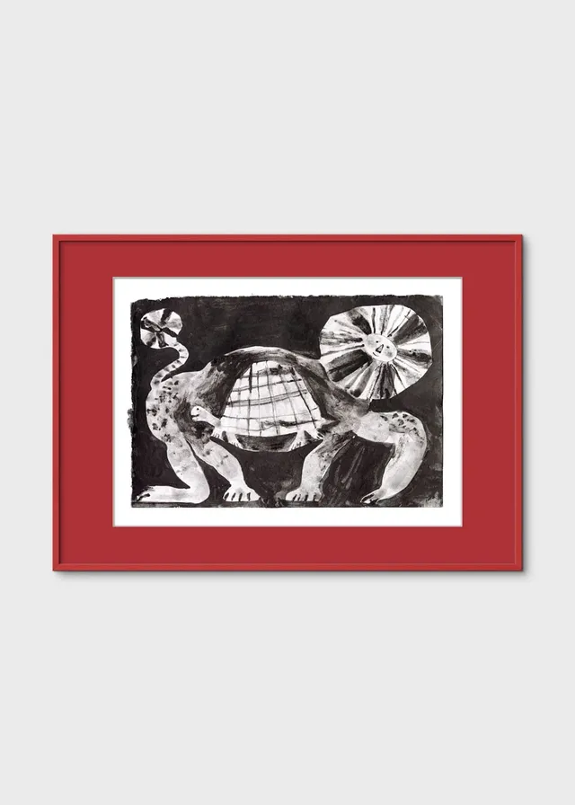 The Poster Club Turtle and Lion Kunstdruck A4 s/w