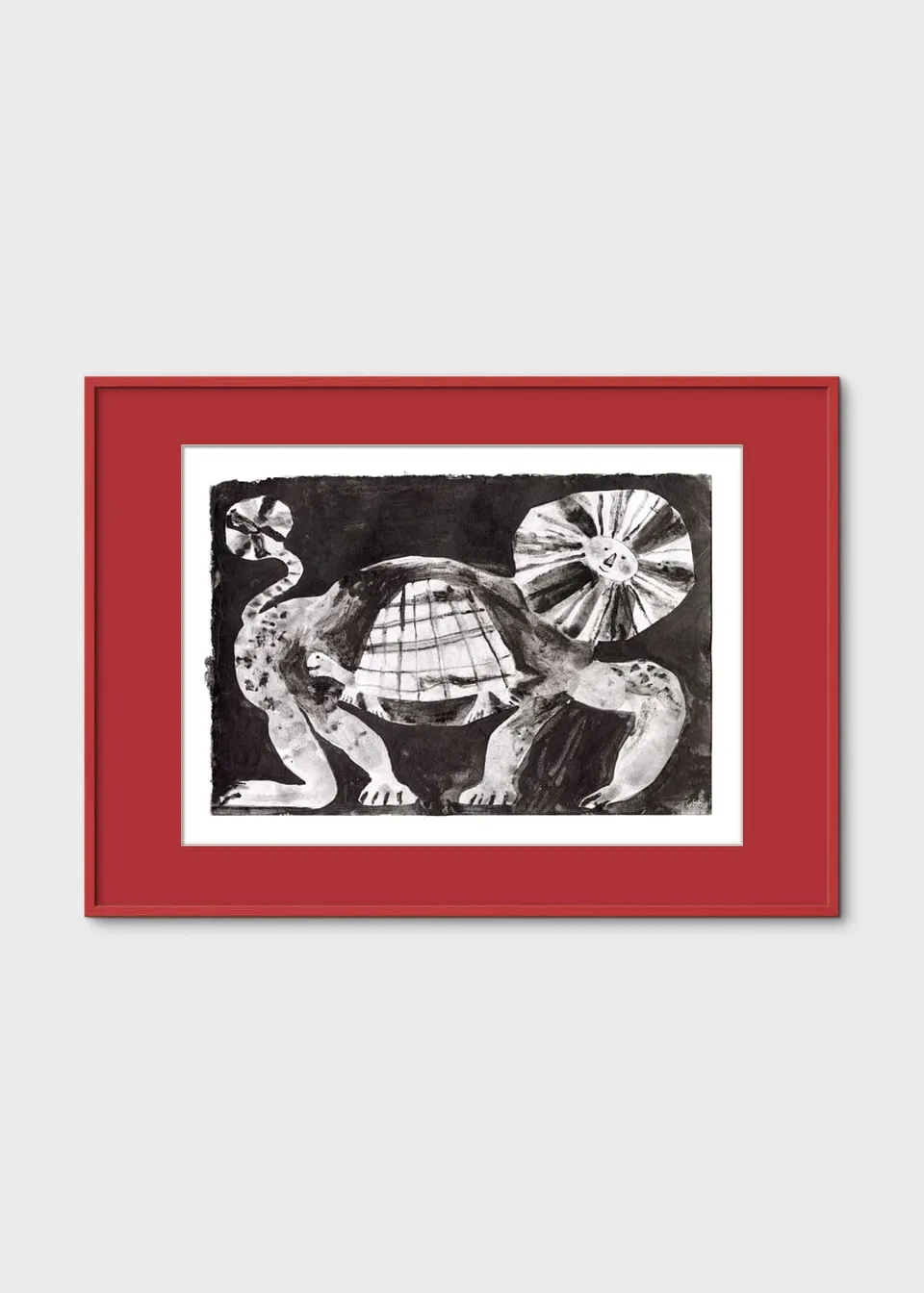 The Poster Club Turtle and Lion Kunstdruck A4 s/w
