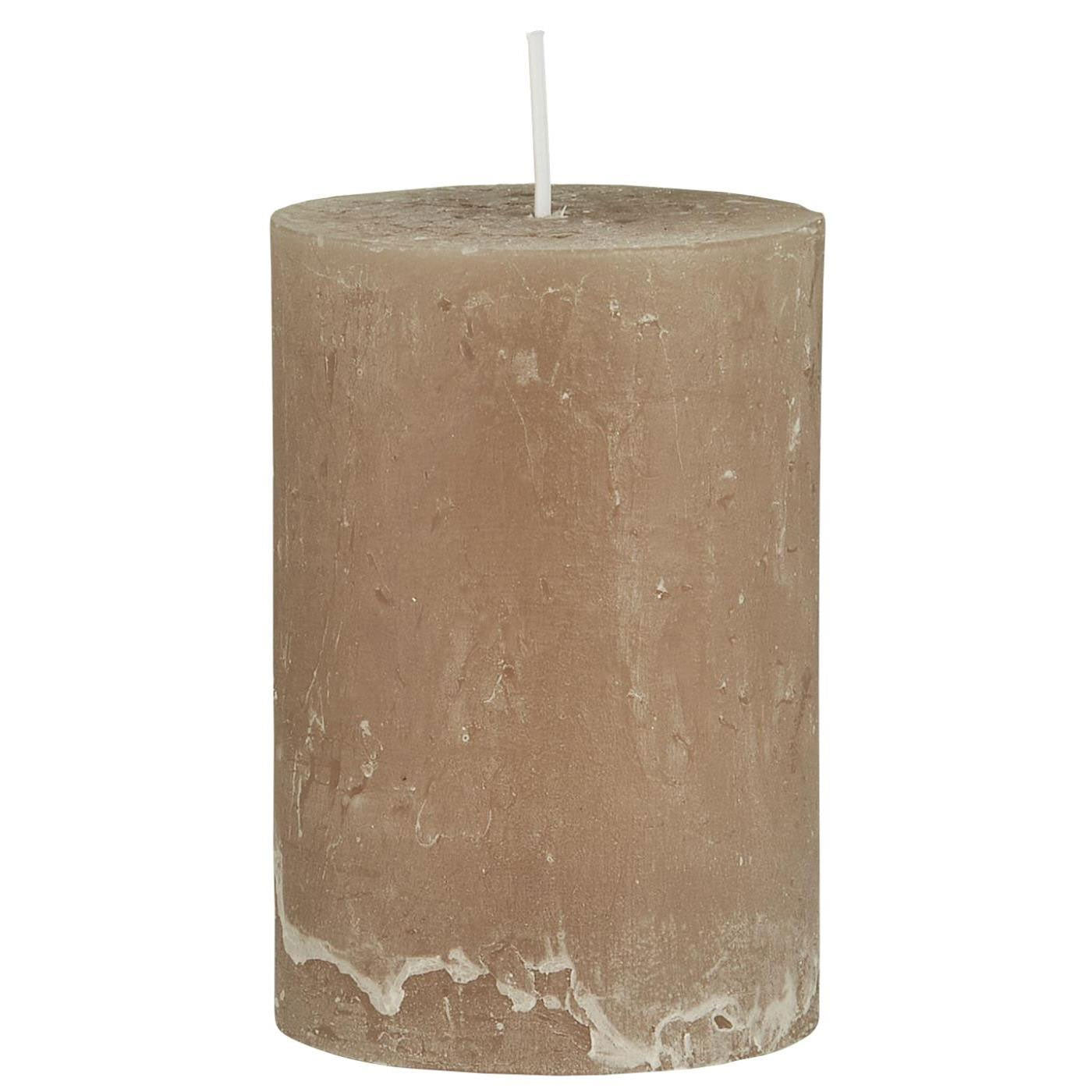 LS-LebenStil Ribe Stumpenkerze 10x6,8cm Beige Leinen Wachs
