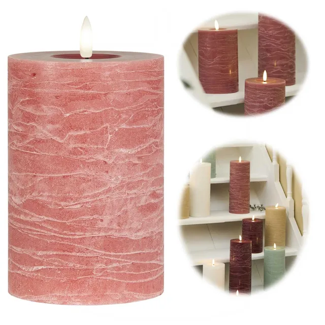 Ib Laursen Nyhavn LED Stumpenkerze rosa 15cm Echtwachs