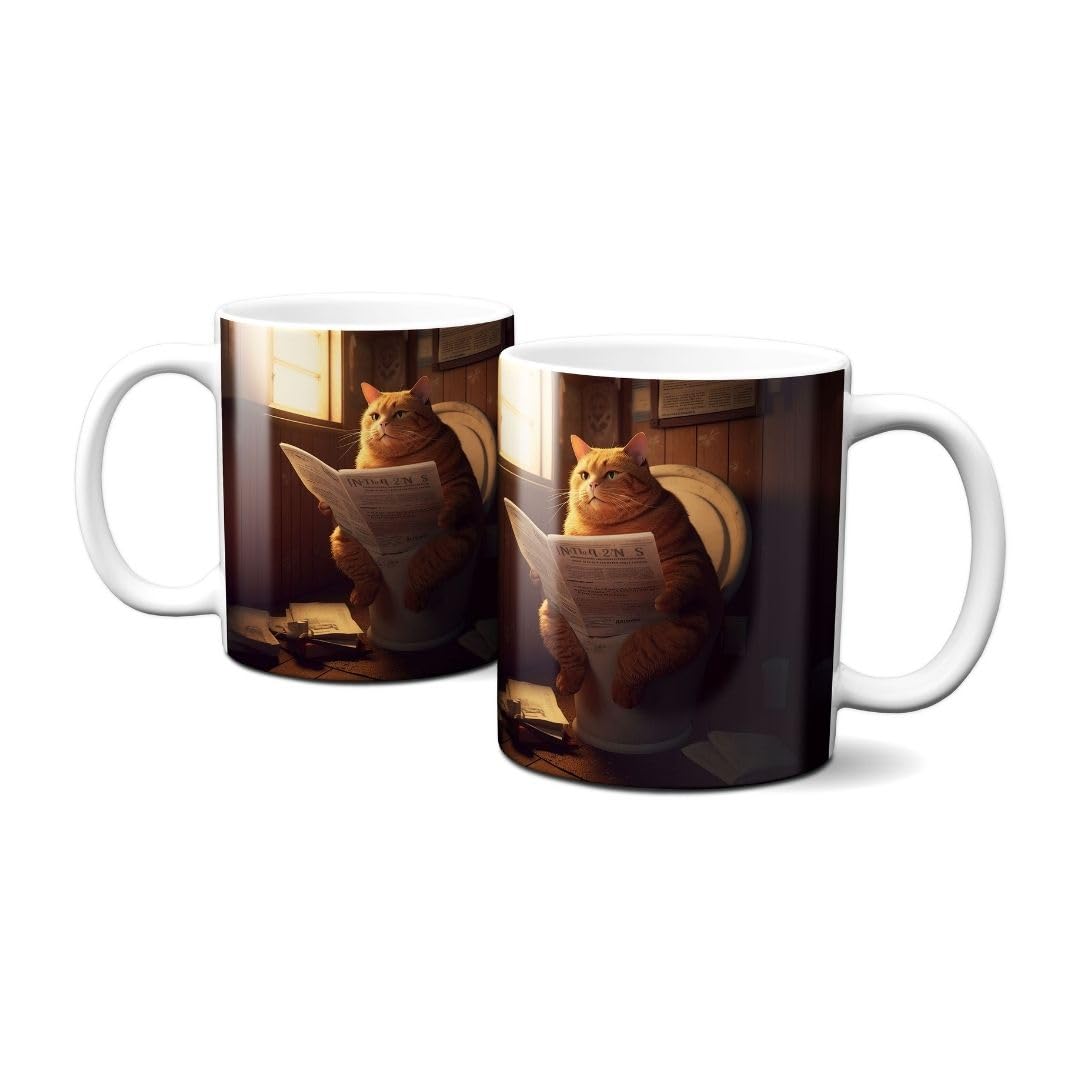 Hustling Sharks Katze auf Toilette Tasse 330ml weiß