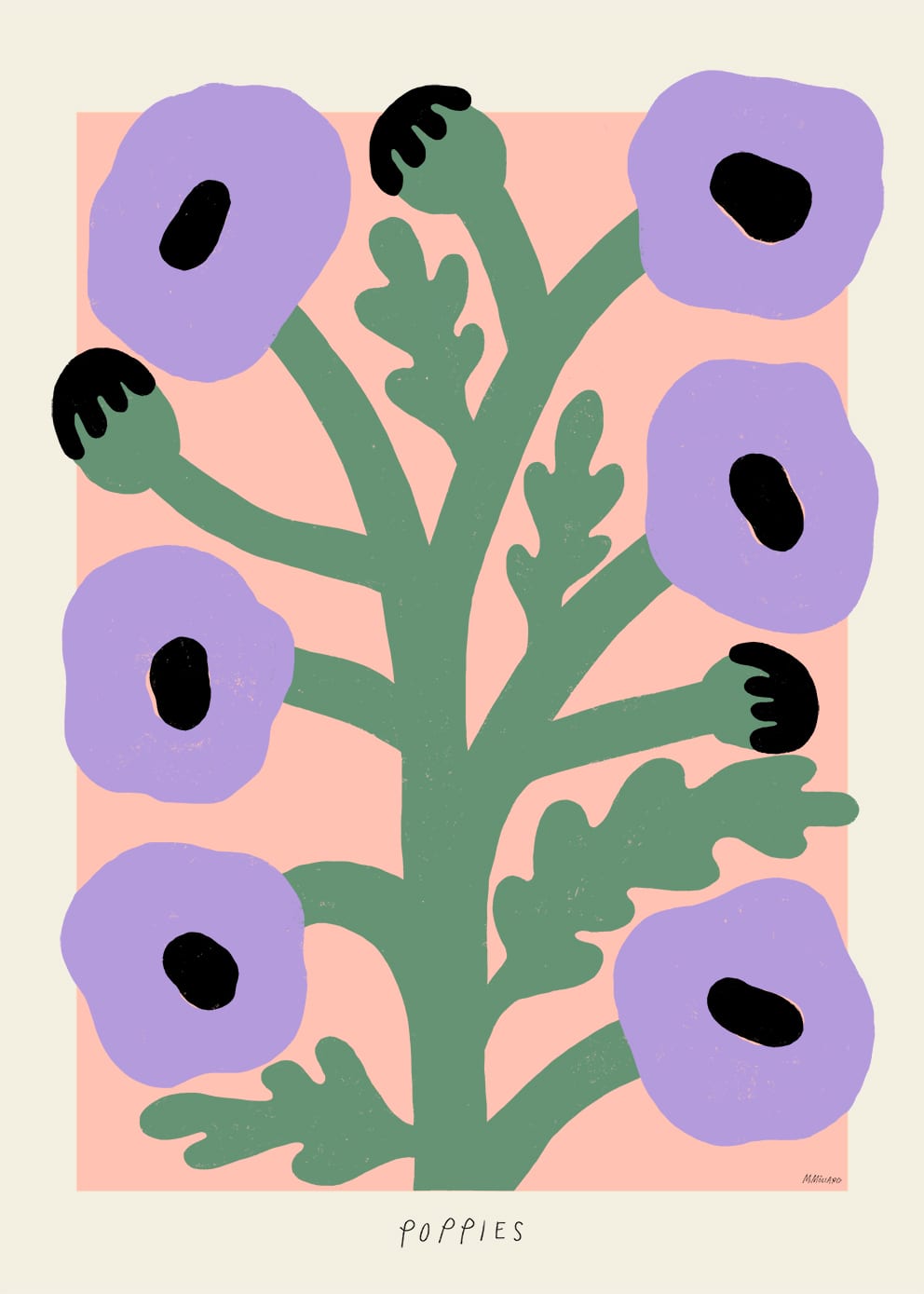 The Poster Club Art Prints Purple Poppies Poster 30x40 cm botanisch