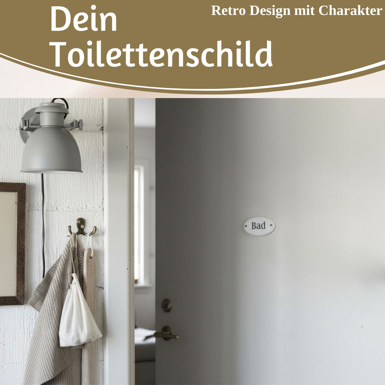 LS-LebenStil Möbel & Wohnen Türschild Metall Bad Weiß 9x5,5cm