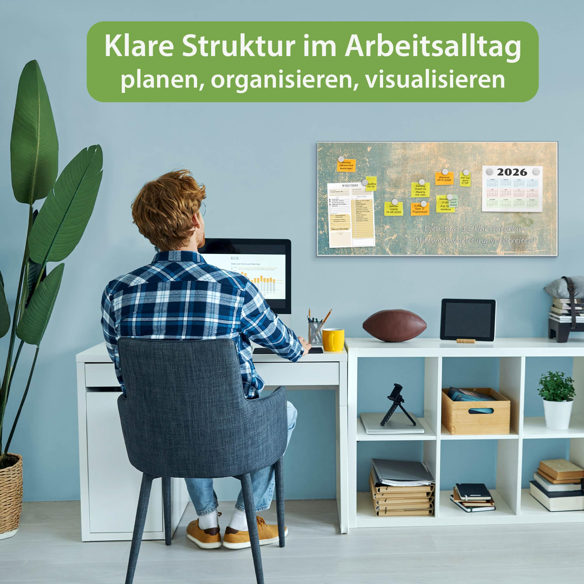 Banjado Magnettafel Patina Grün Metall 78x37 cm Weiß