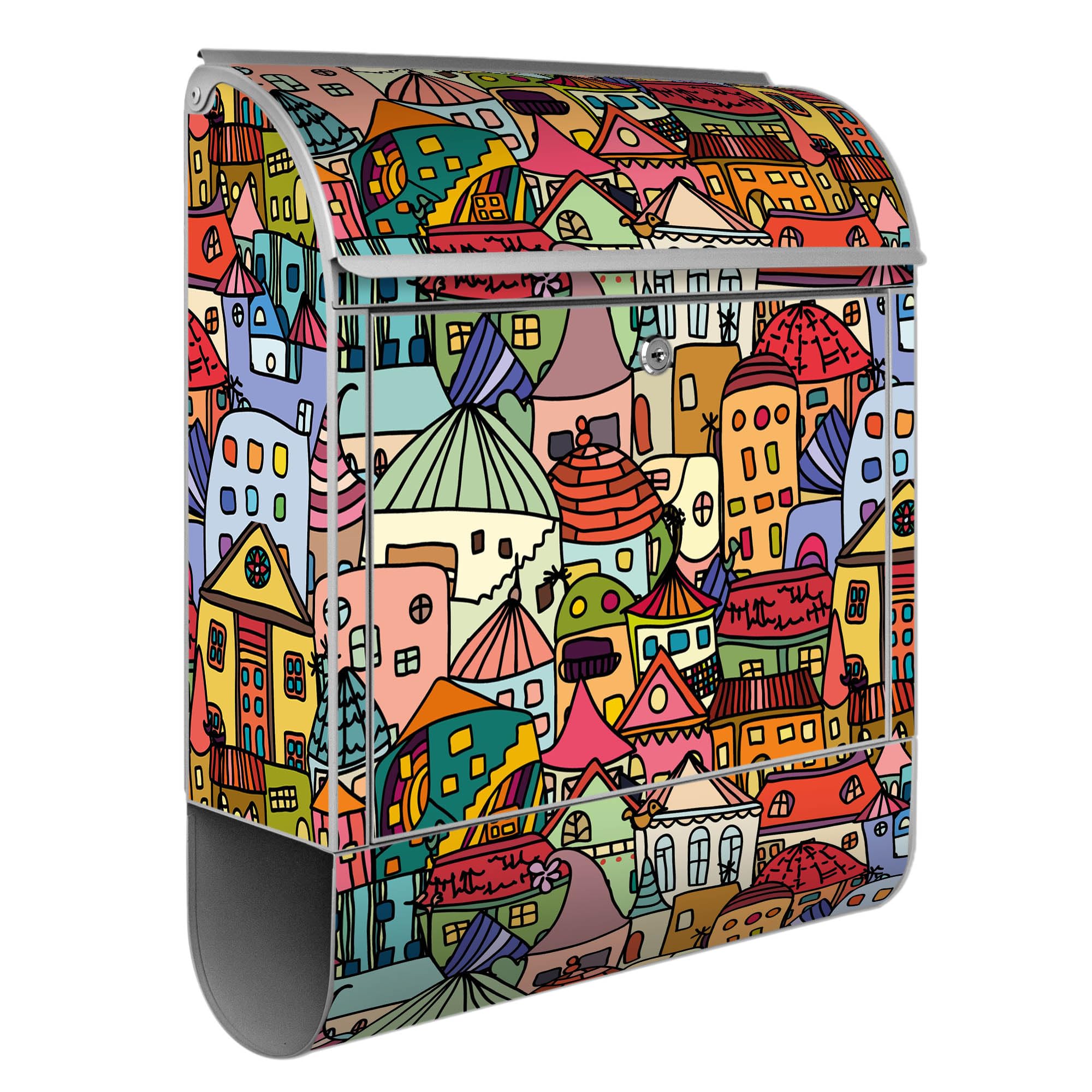Banjado Briefkasten Funky Town Silber mit Zeitungsfach