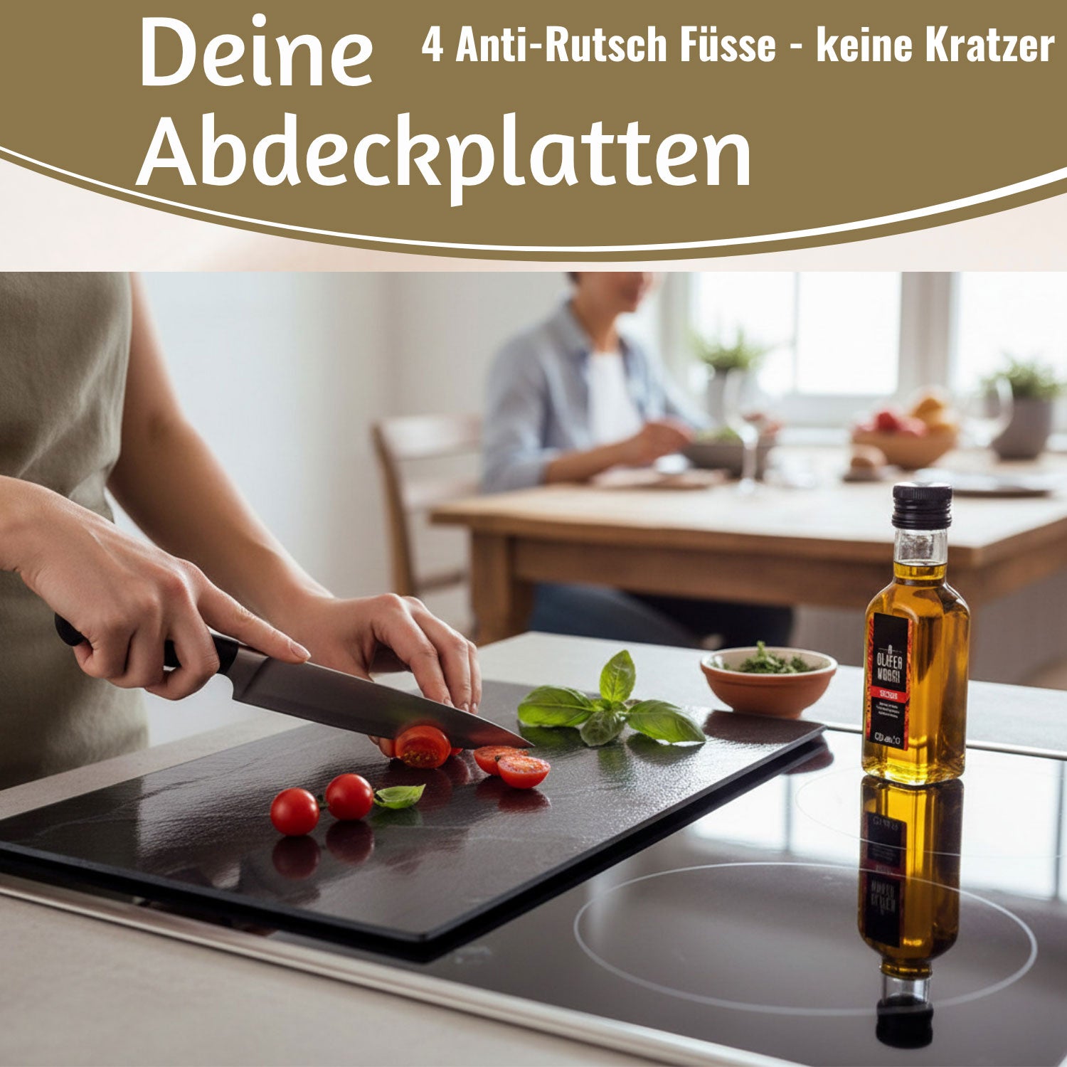 LS-LebenStil Küche & Haushalt Herdabdeckung Glas 52x30cm 2er Set
