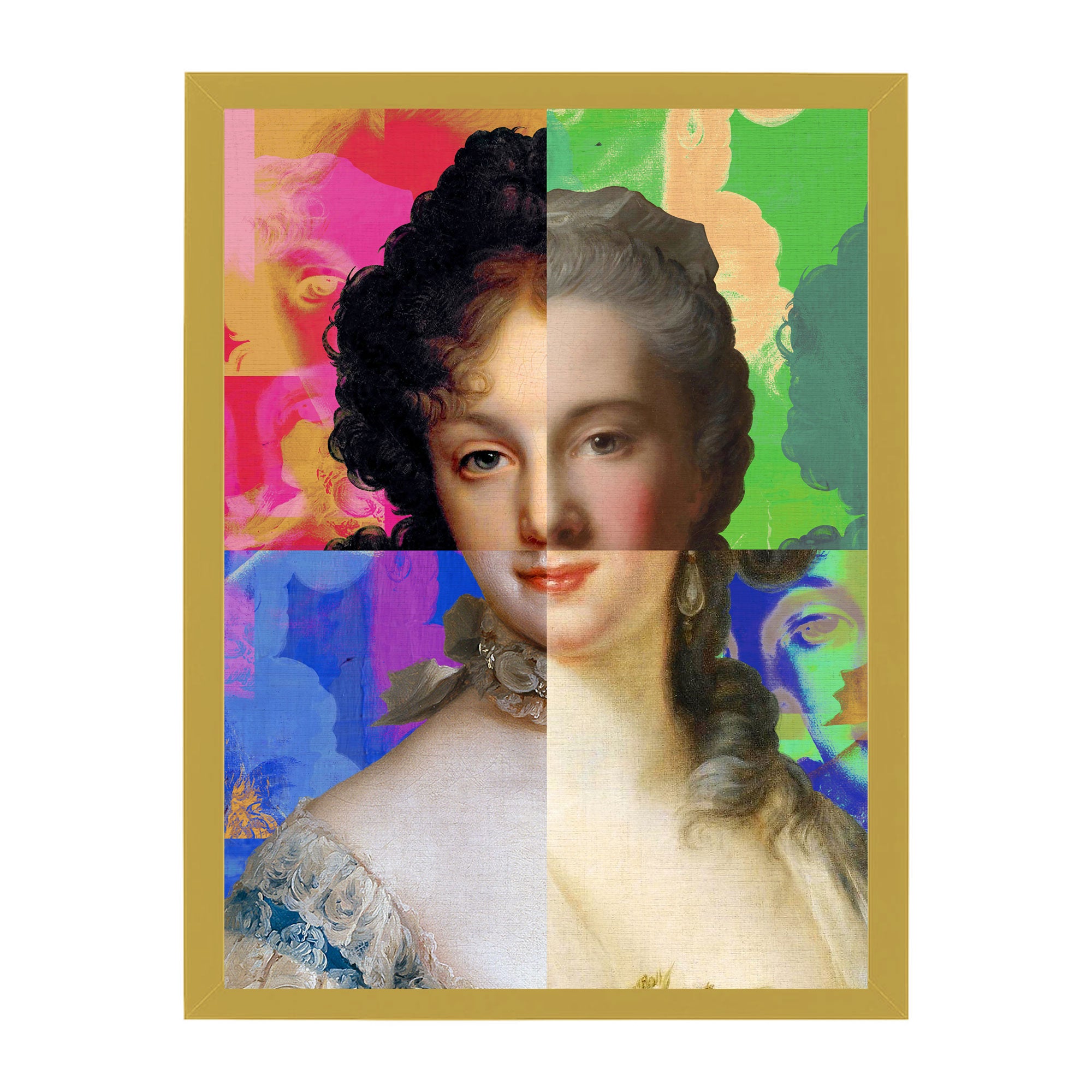 Mineheart Wall Art Lady Puzzled Portrait Wandbild 30x41 cm Blau Weiss