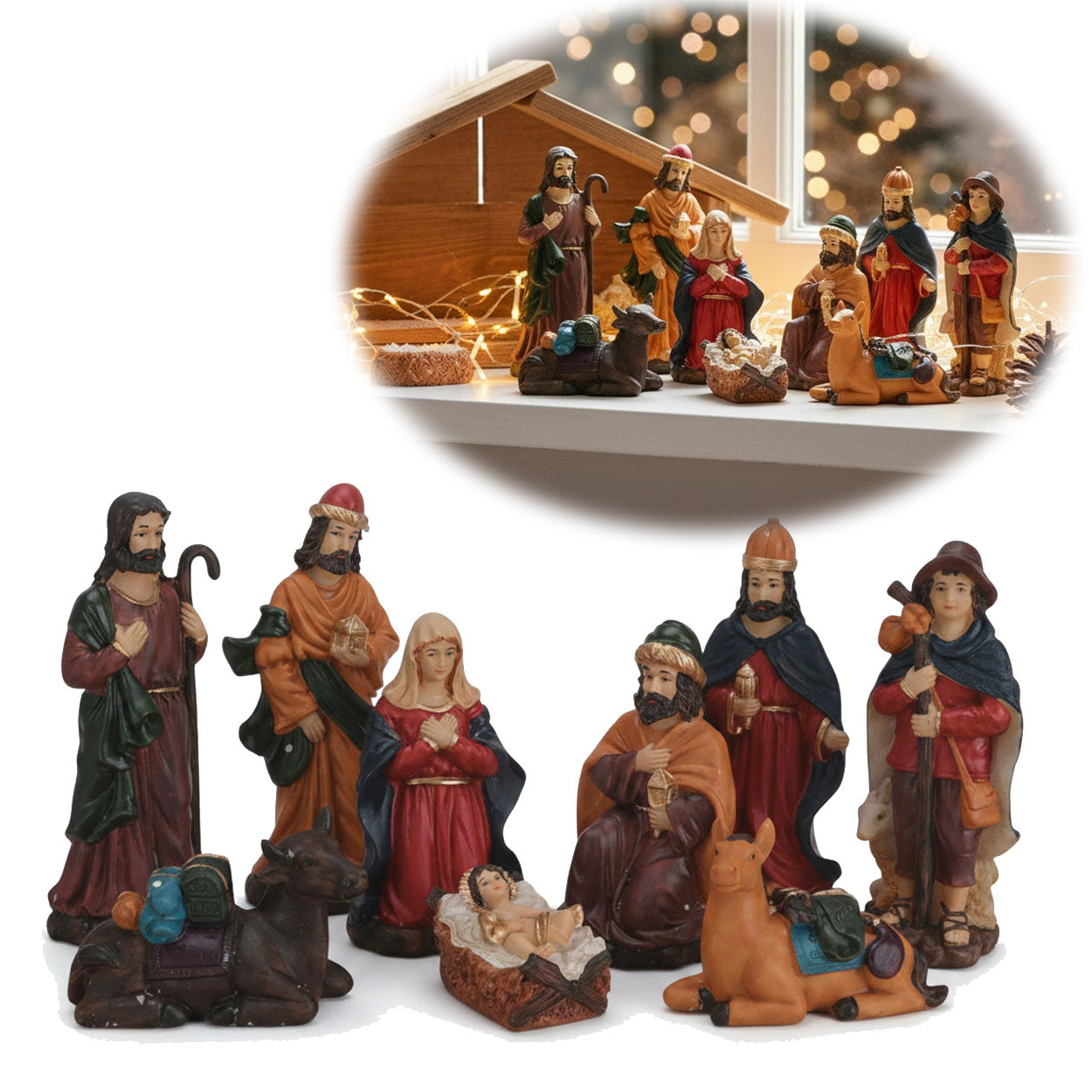 LS-LebenStil Krippenfiguren Set 9 Figuren 15cm Handbemalt