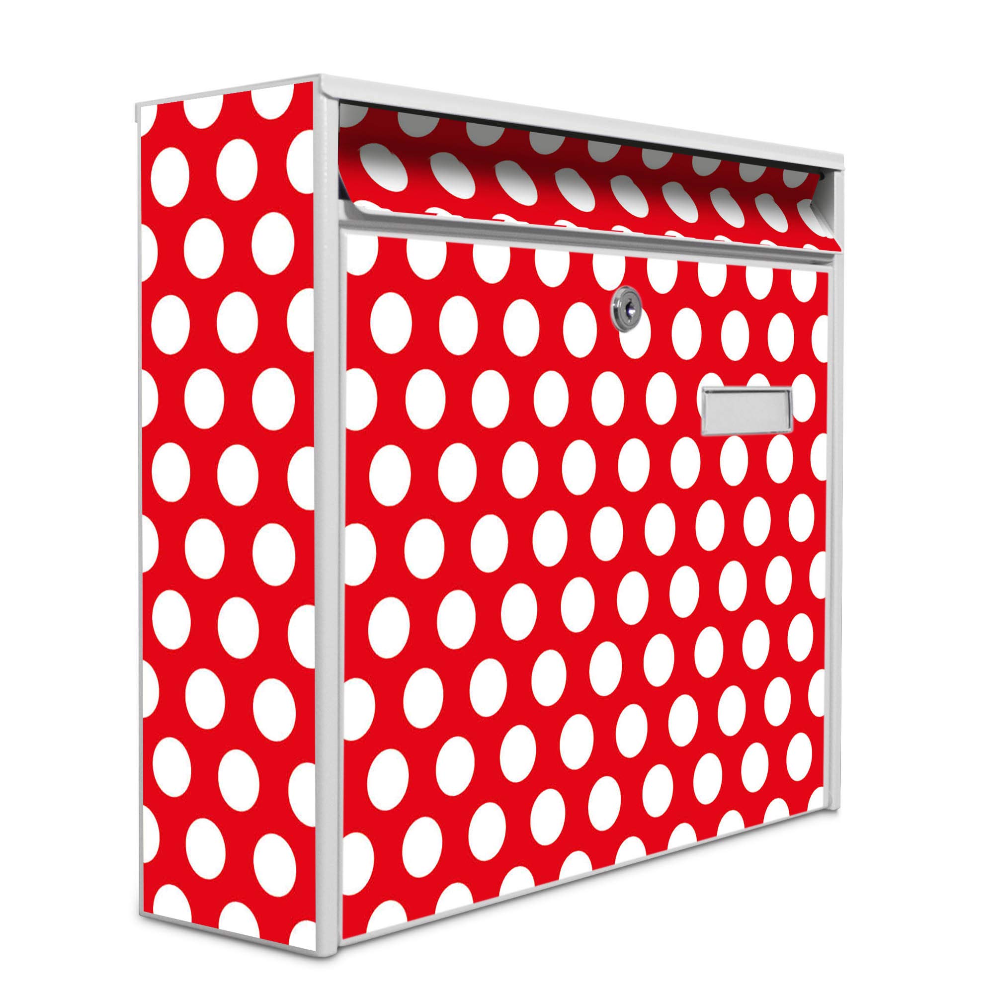 Banjado Briefkasten 32x36cm Weiß Motiv Punkte A4 Einwurf