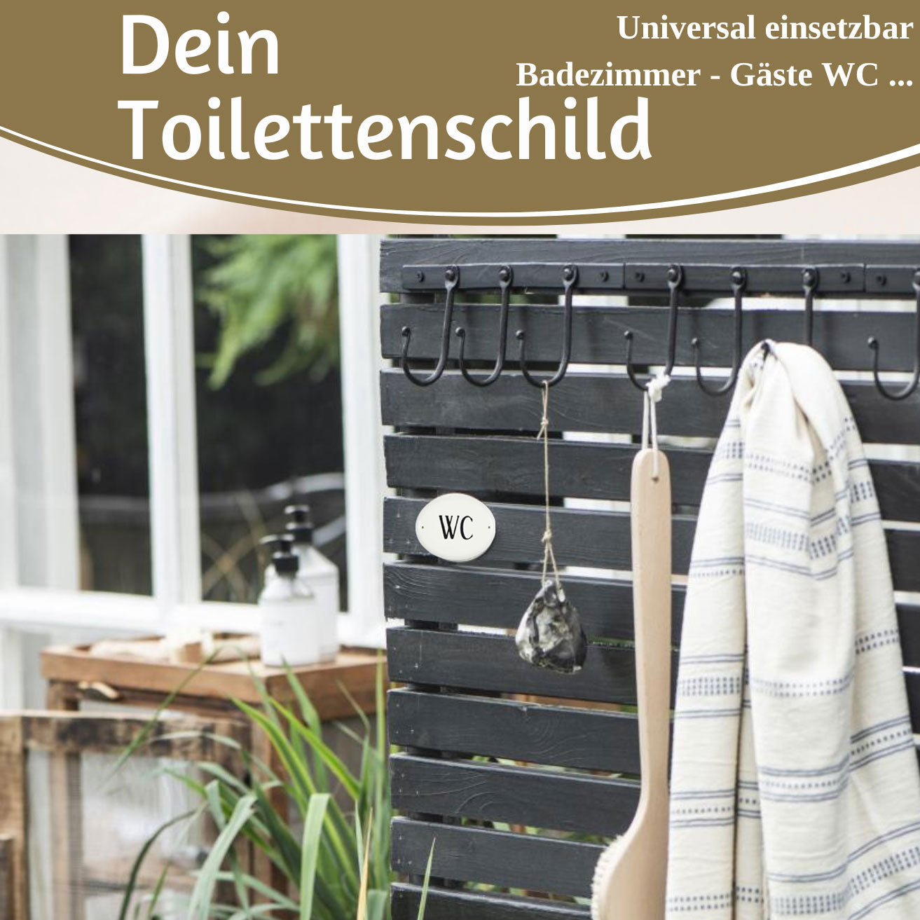 LS-LebenStil Vintage Metall Türschild WC 9x5,5cm Weiß