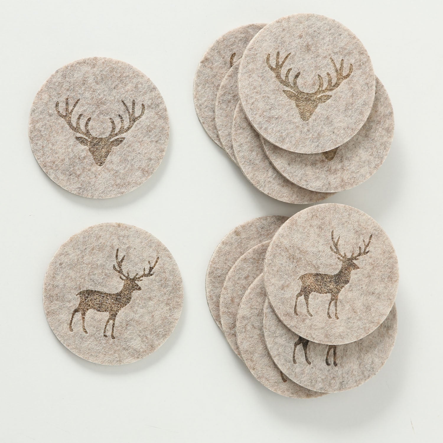 LS-LebenStil Küche & Haushalt Filz Glasuntersetzer Hirsch Braun 10cm 6er