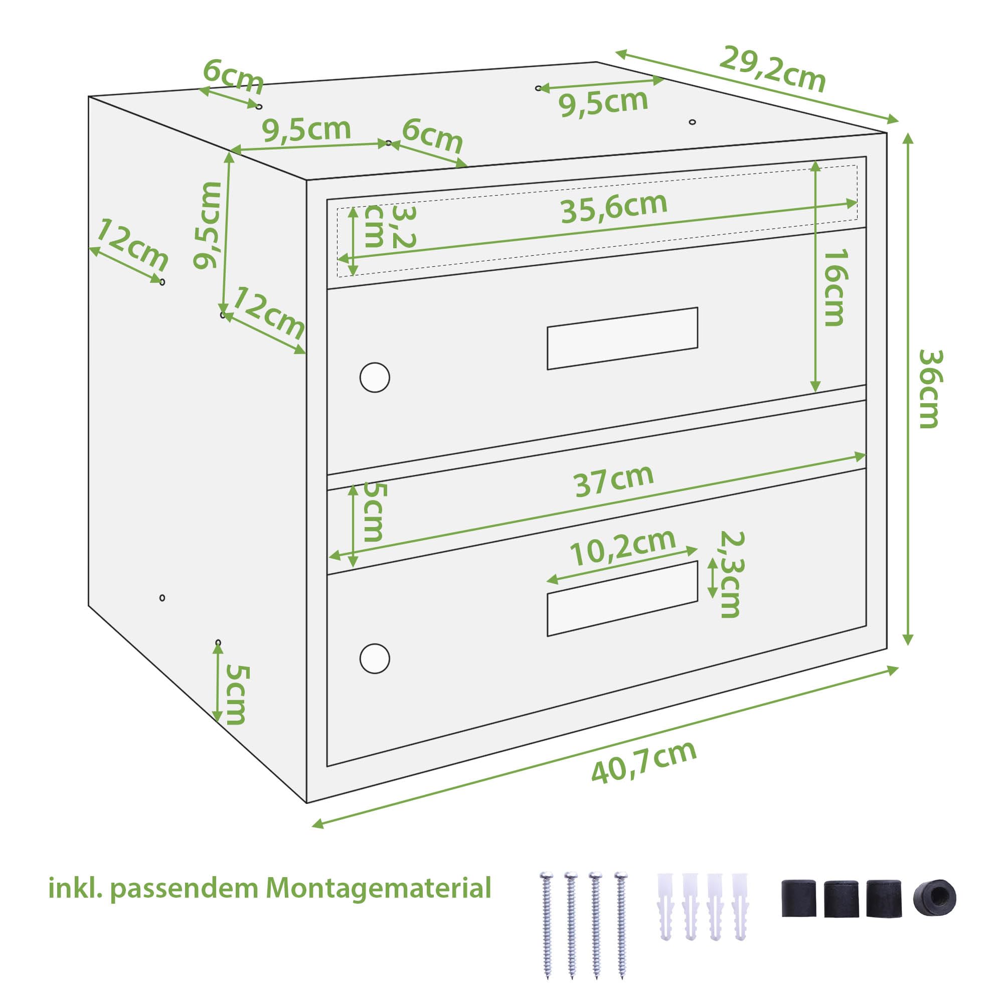 Banjado Briefkasten Weiß Wandbriefkasten 2 Parteien Stahl