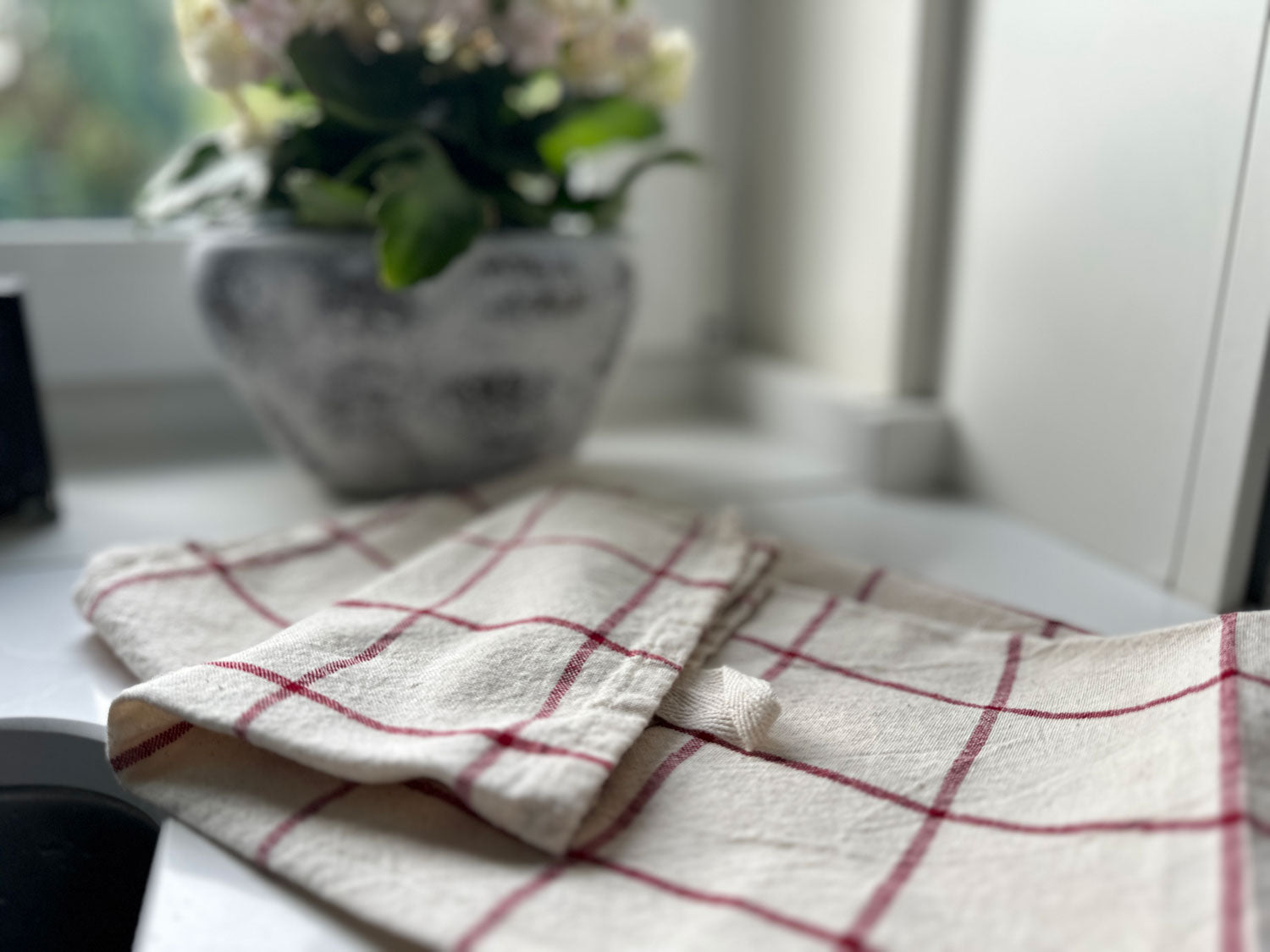 LS-LebenStil Küche & Haushalt Geschirrtuch Karo 50x70cm Beige-Rot
