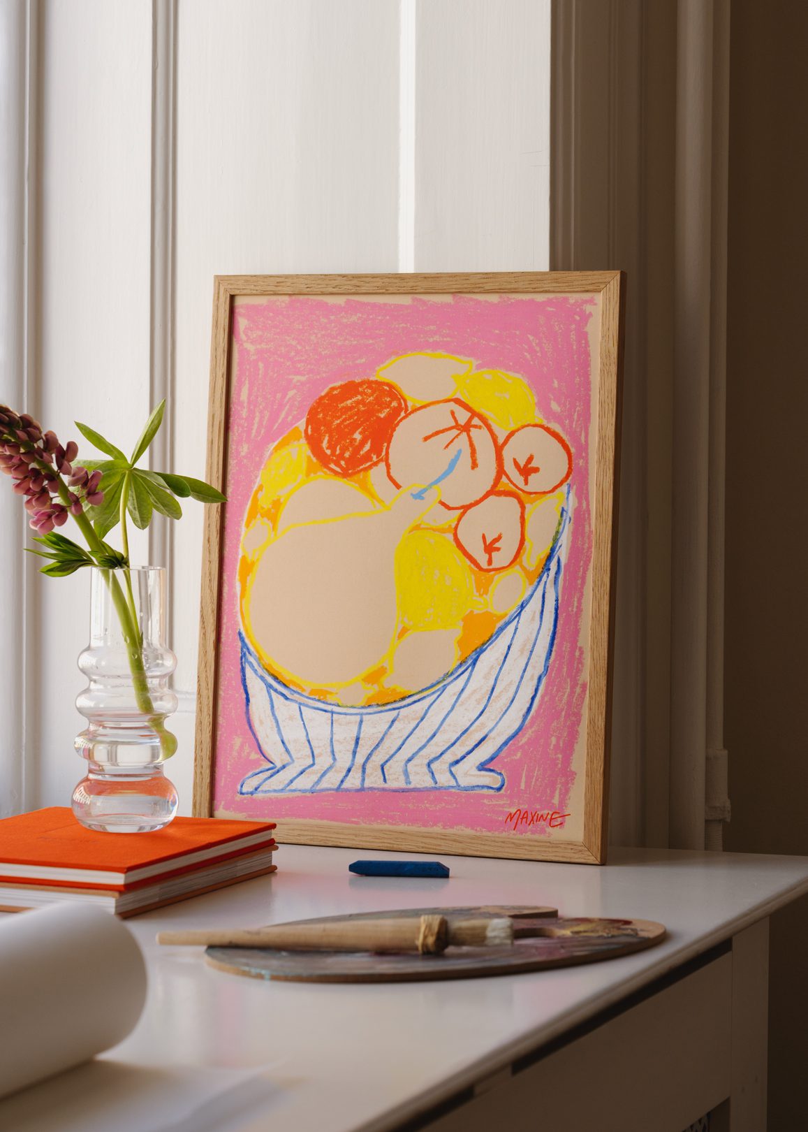 The Poster Club Fruit Bowl Kunstdruck 30x40 rosa Küche