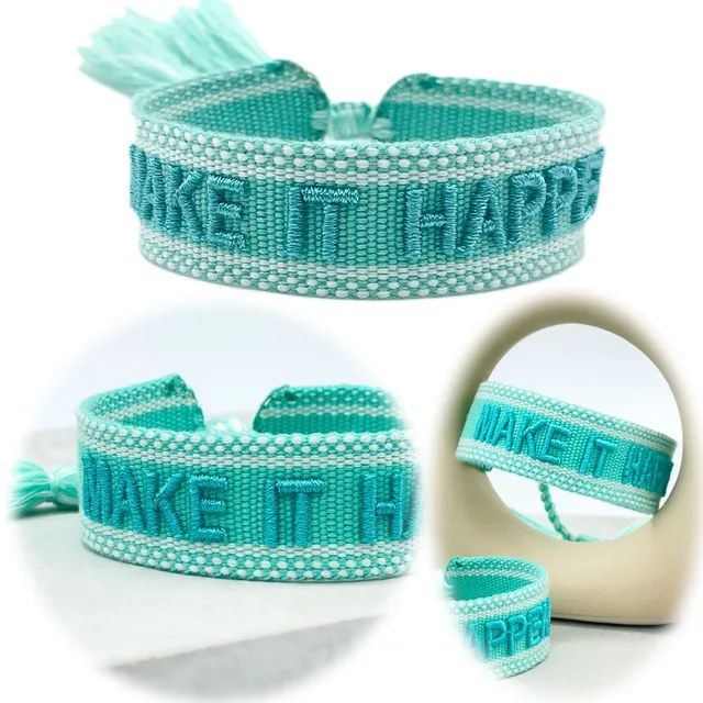 LS-LebenStil Make it Happen Armband Türkis Blau Baumwolle