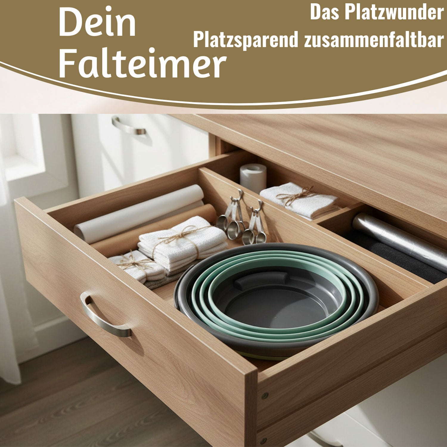 LS-LebenStil Flexibler Putzeimer 10L Faltbar 35x24cm Grün