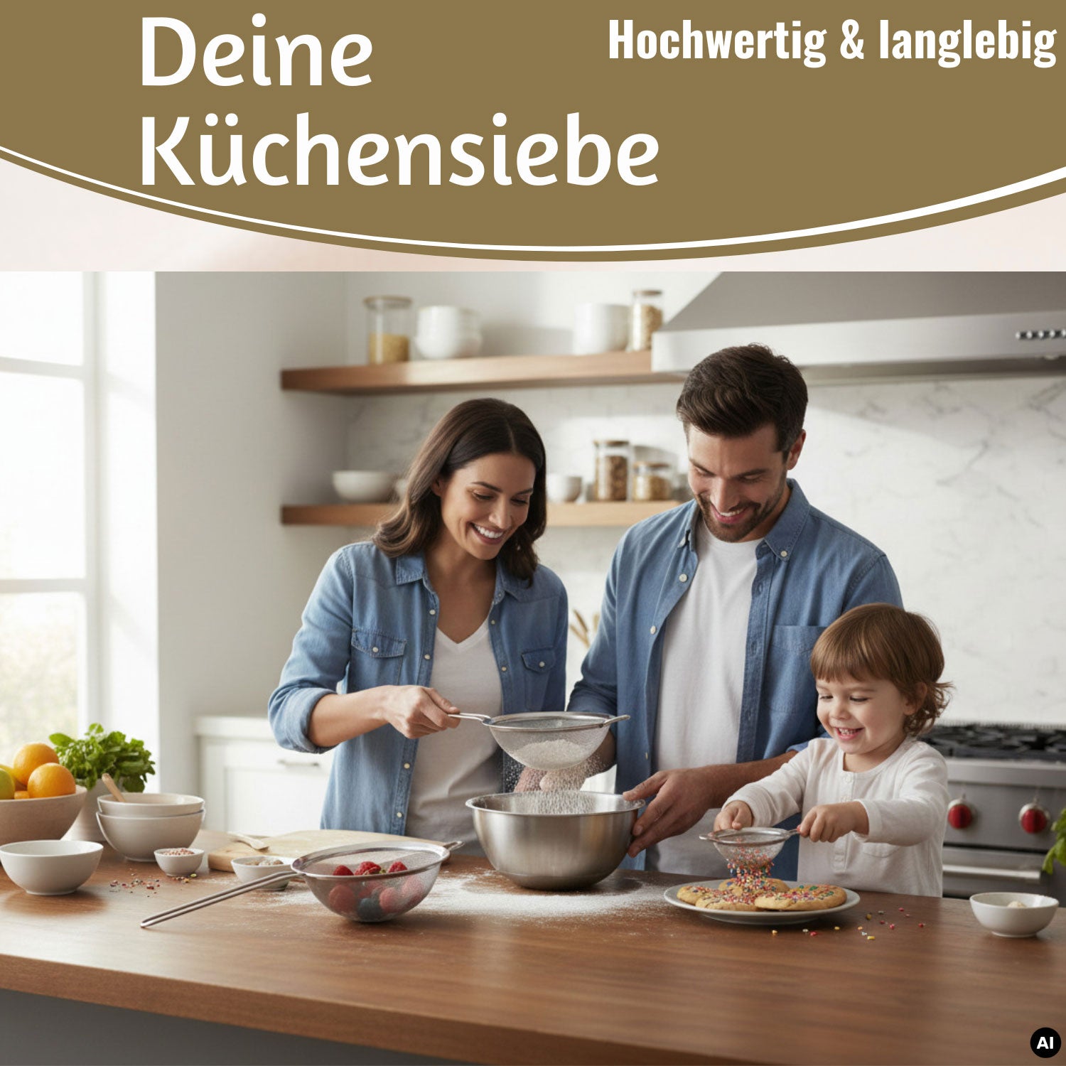 LS-LebenStil Küche & Haushalt Siebe Edelstahl 3er Set 8 14 20cm