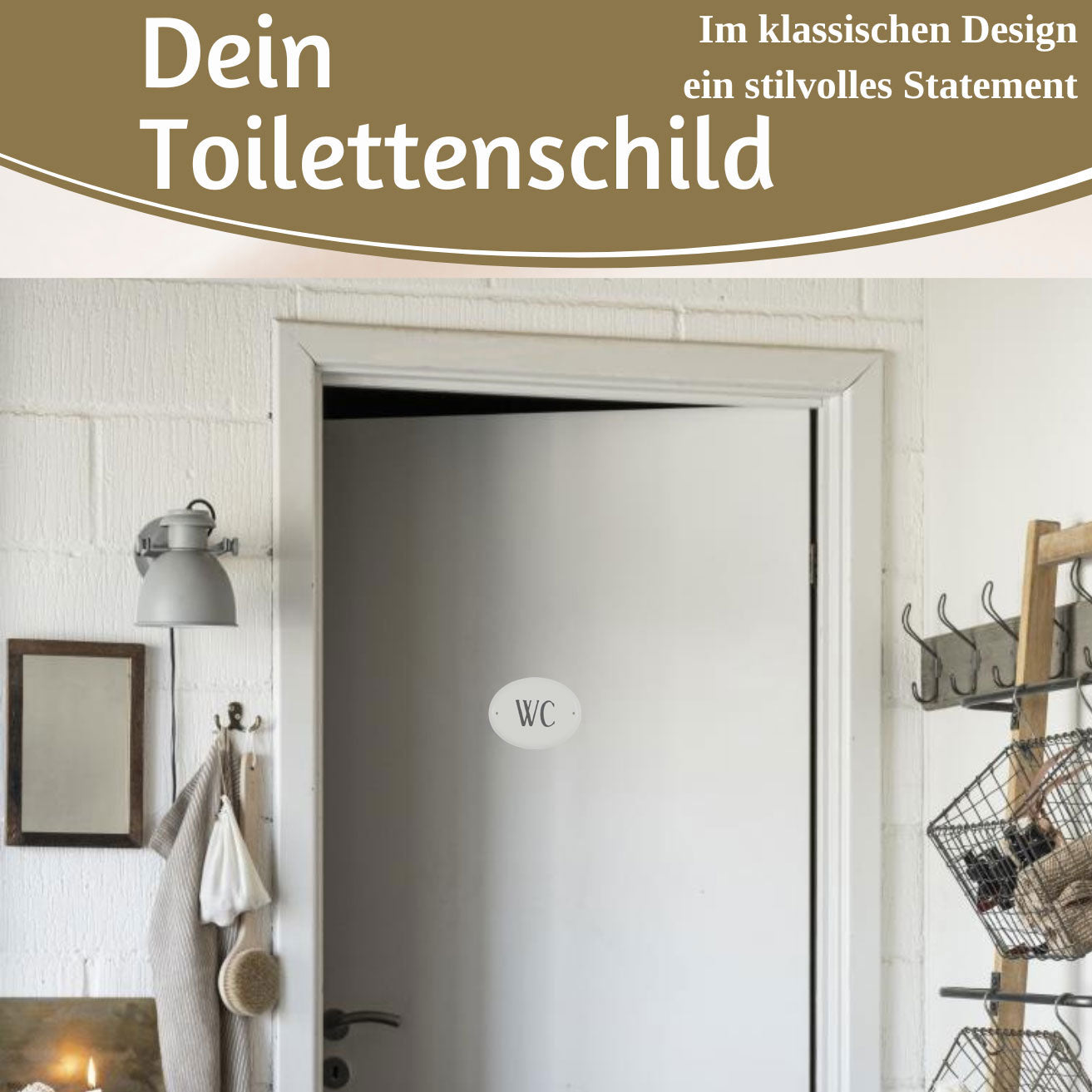 LS-LebenStil Vintage Metall Türschild WC 9x5,5cm Weiß