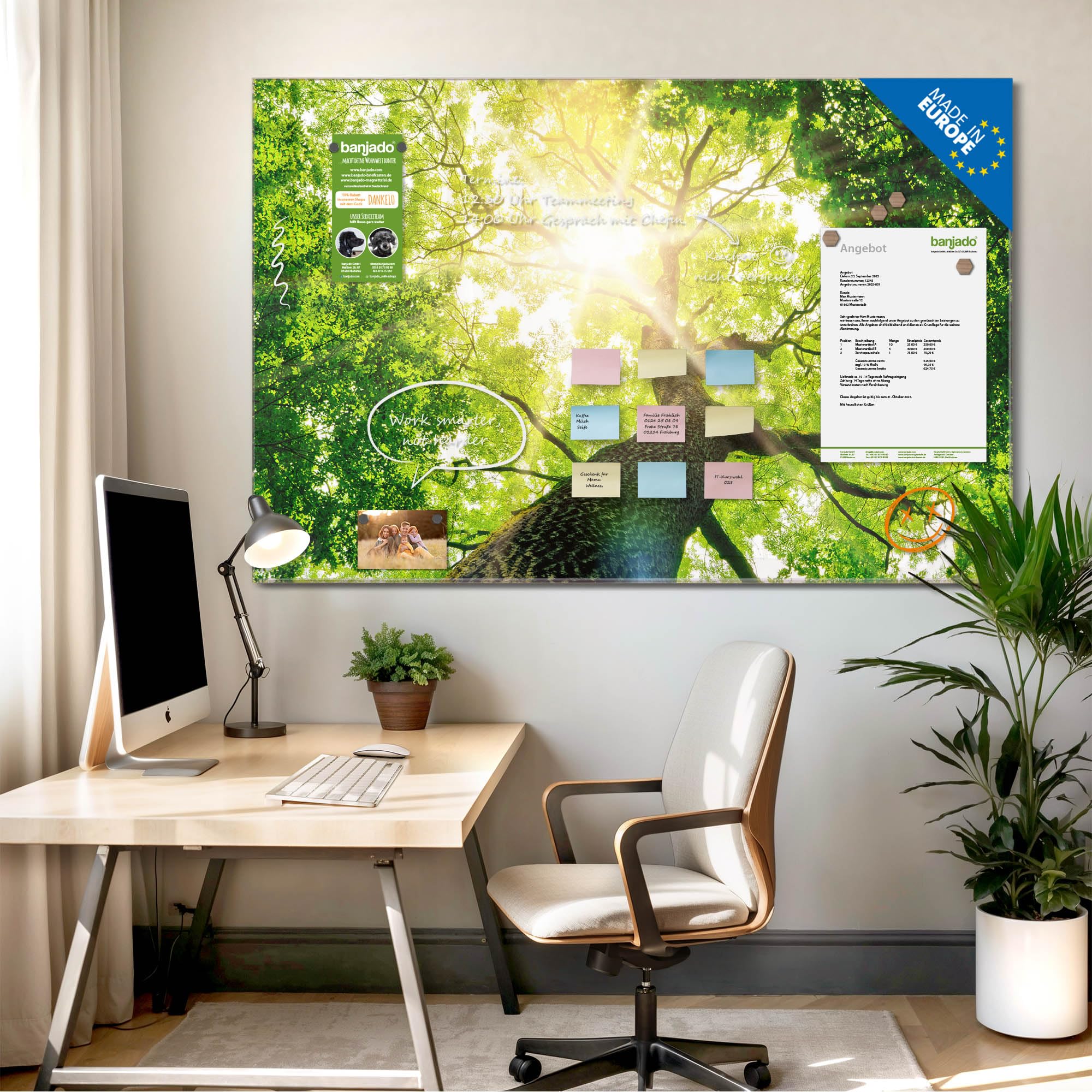Banjado Magnettafel Baumkrone 120x80 cm Glas Waldmotiv