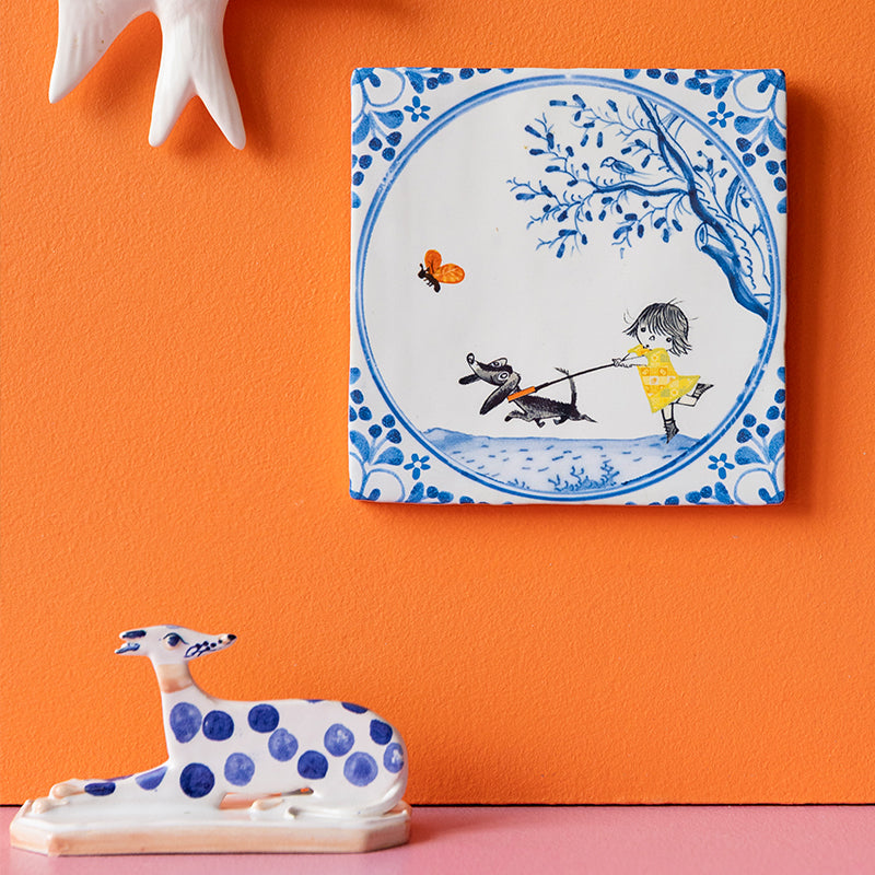 Storytiles Delft Blue Beste vriendjes Fliese S 10x10 cm Hund