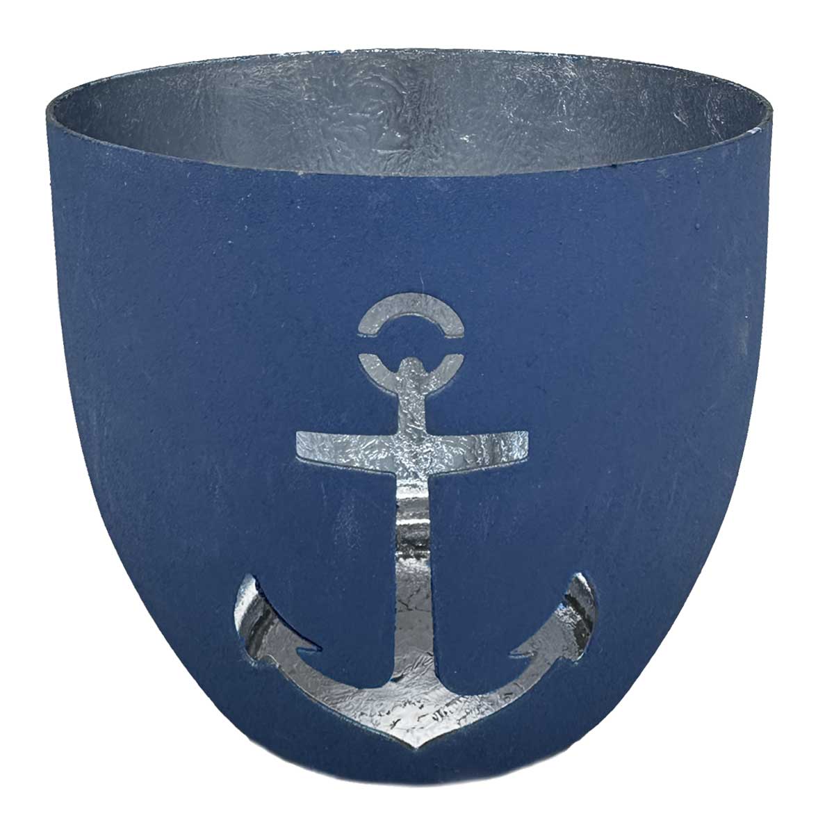 LS-LebenStil Küche & Haushalt Teelichthalter Anker Metall Blau 9cm