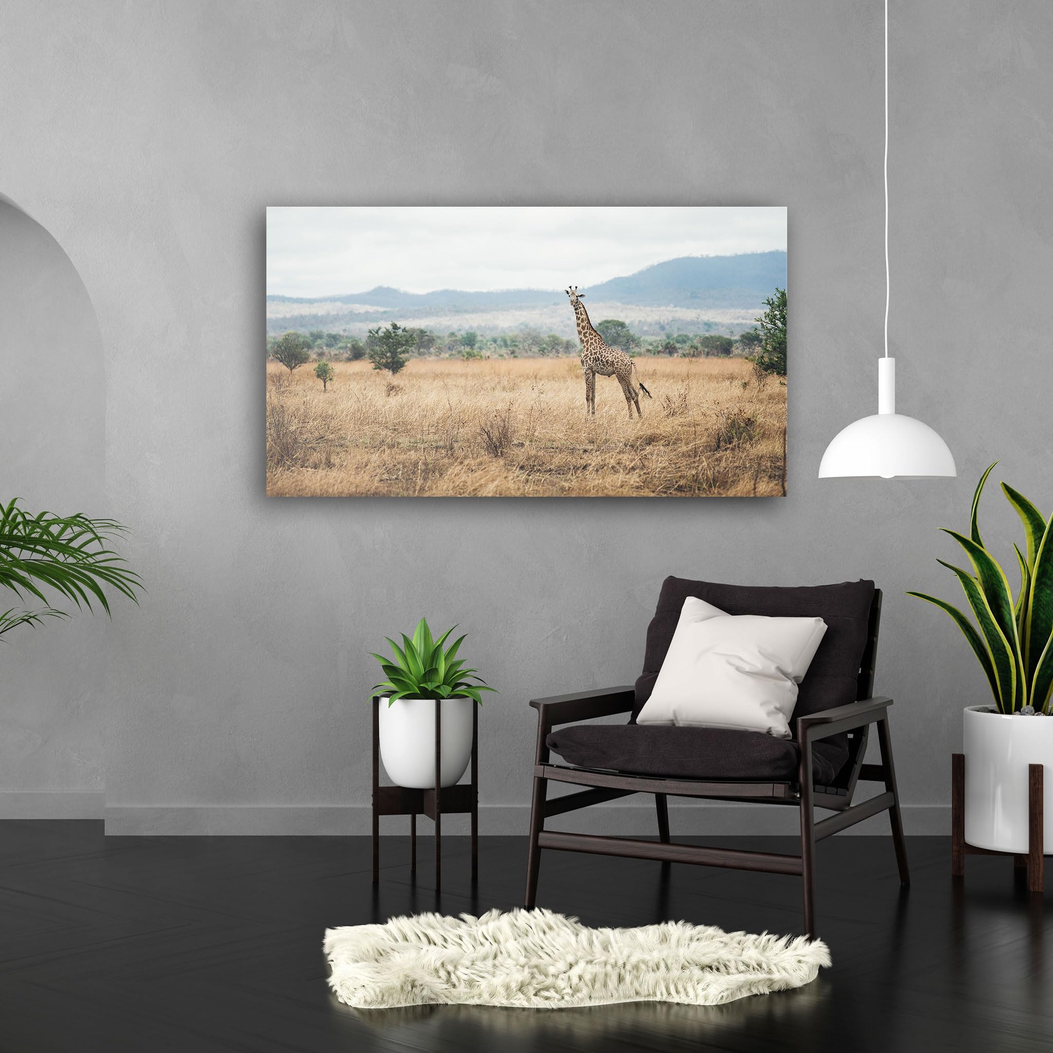 Hustling Sharks Wandbilder Giraffe in offener Savanne Leinwand 30x40 cm
