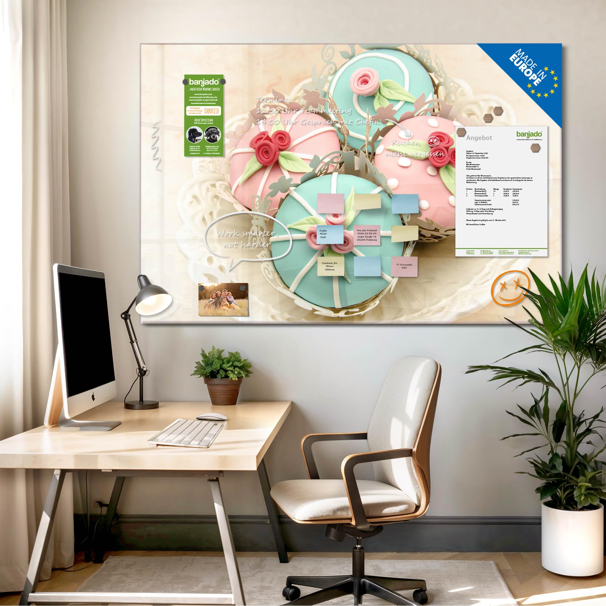 Banjado Magnettafel Cupcakes Glasmagnettafel 120x80 cm