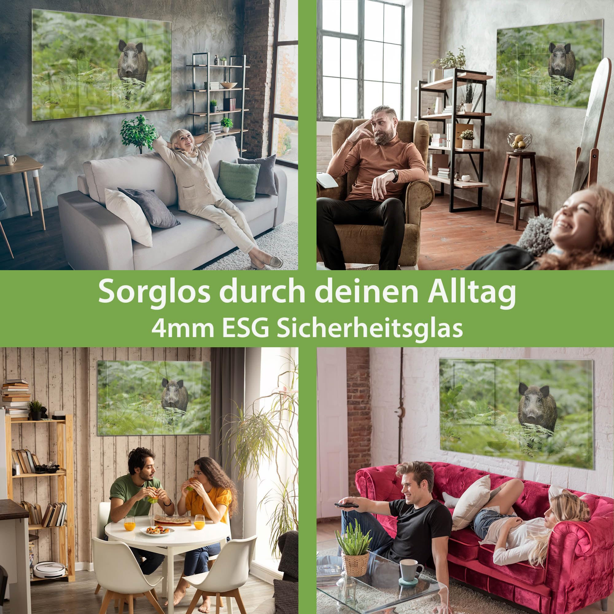 Banjado Magnettafel Wildschwein Glasmagnettafel 120x80 cm