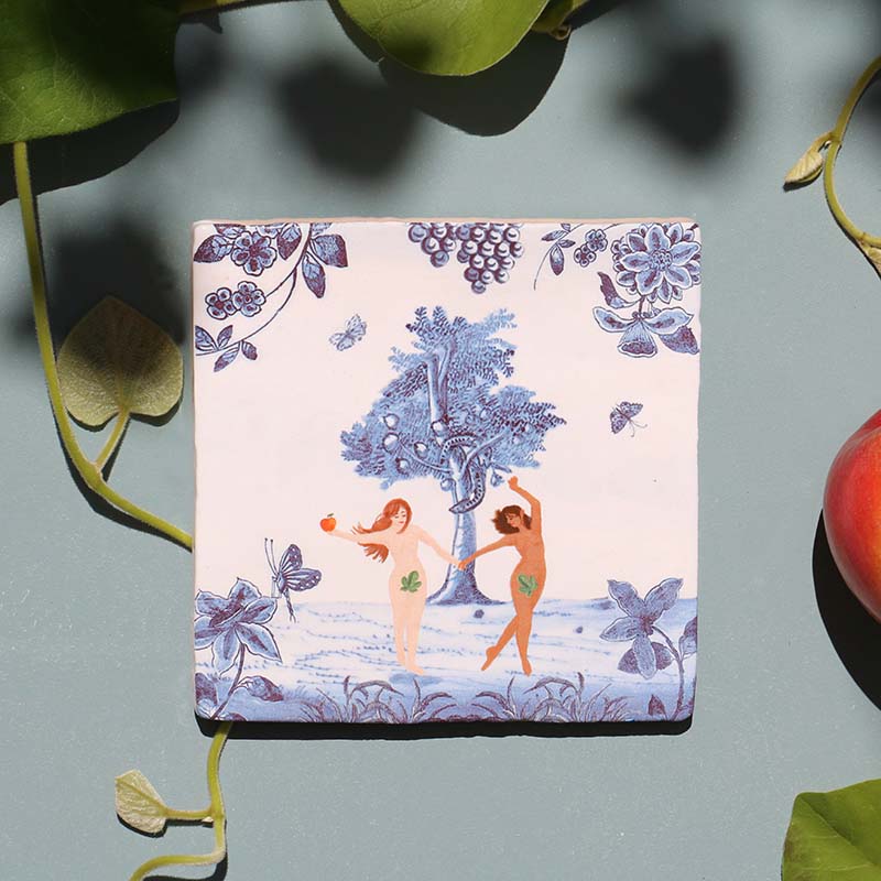 Storytiles Delft Blue Eva Garten Eden Fliese 10x10 cm