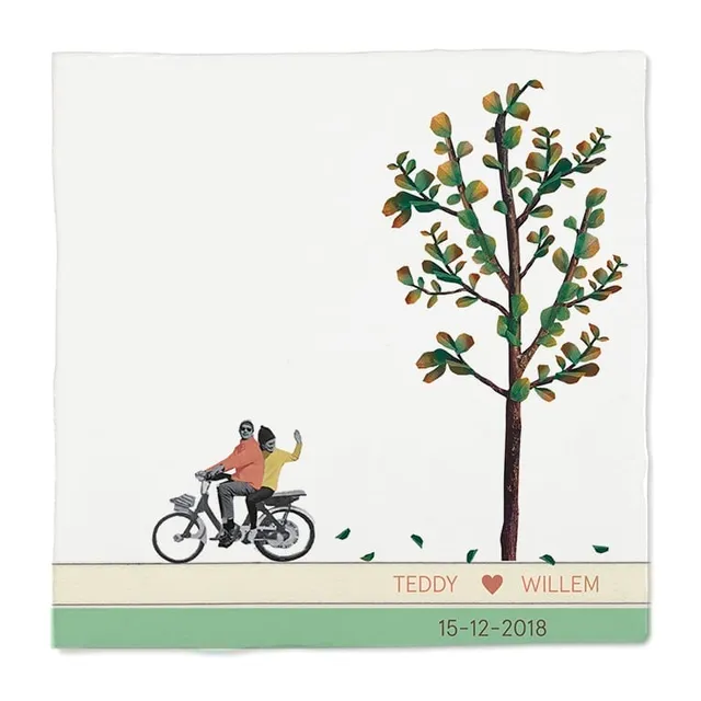 Storytiles Delft Blue Ga mee! Fahrrad-Paar Fliese S 10x10 cm