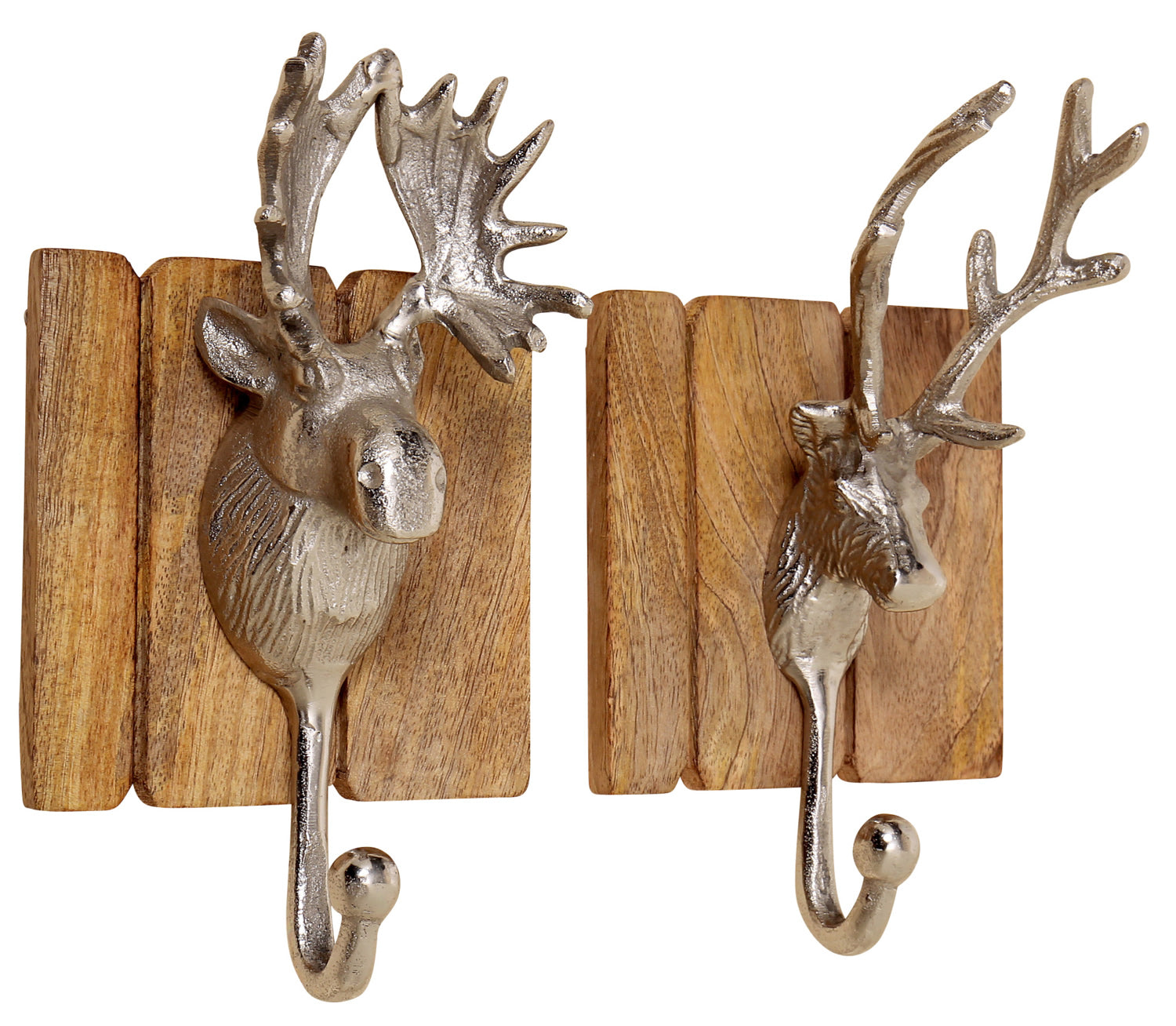 LS-LebenStil Garderobenhaken Hirsch-Kopf Braun 2er Set