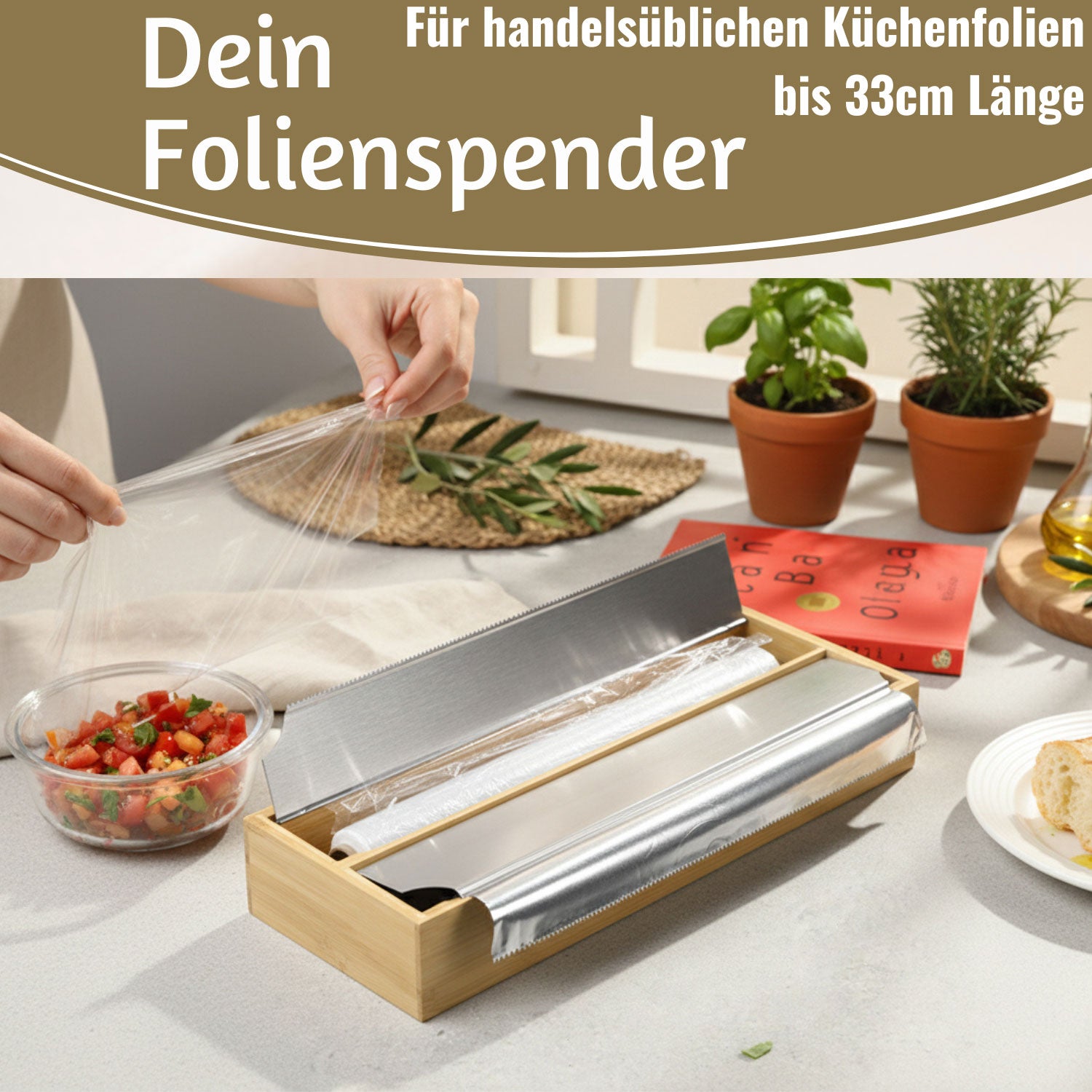 LS-LebenStil Folienspender Bambus 2-fach 35x13cm