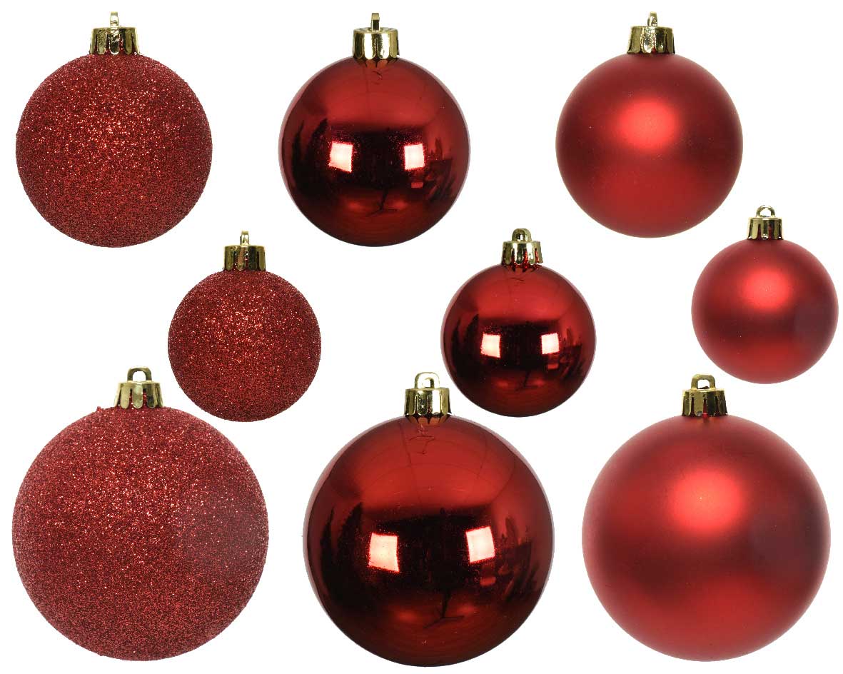 LS-LebenStil Möbel & Wohnen 30 Kunststoff Weihnachtskugeln Rot