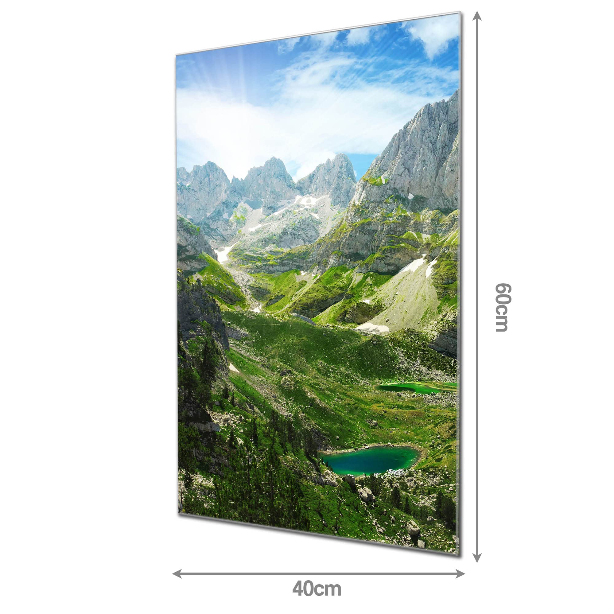 Banjado Magnettafel Glas 60x40 Bergsee Alpen beschreibbar