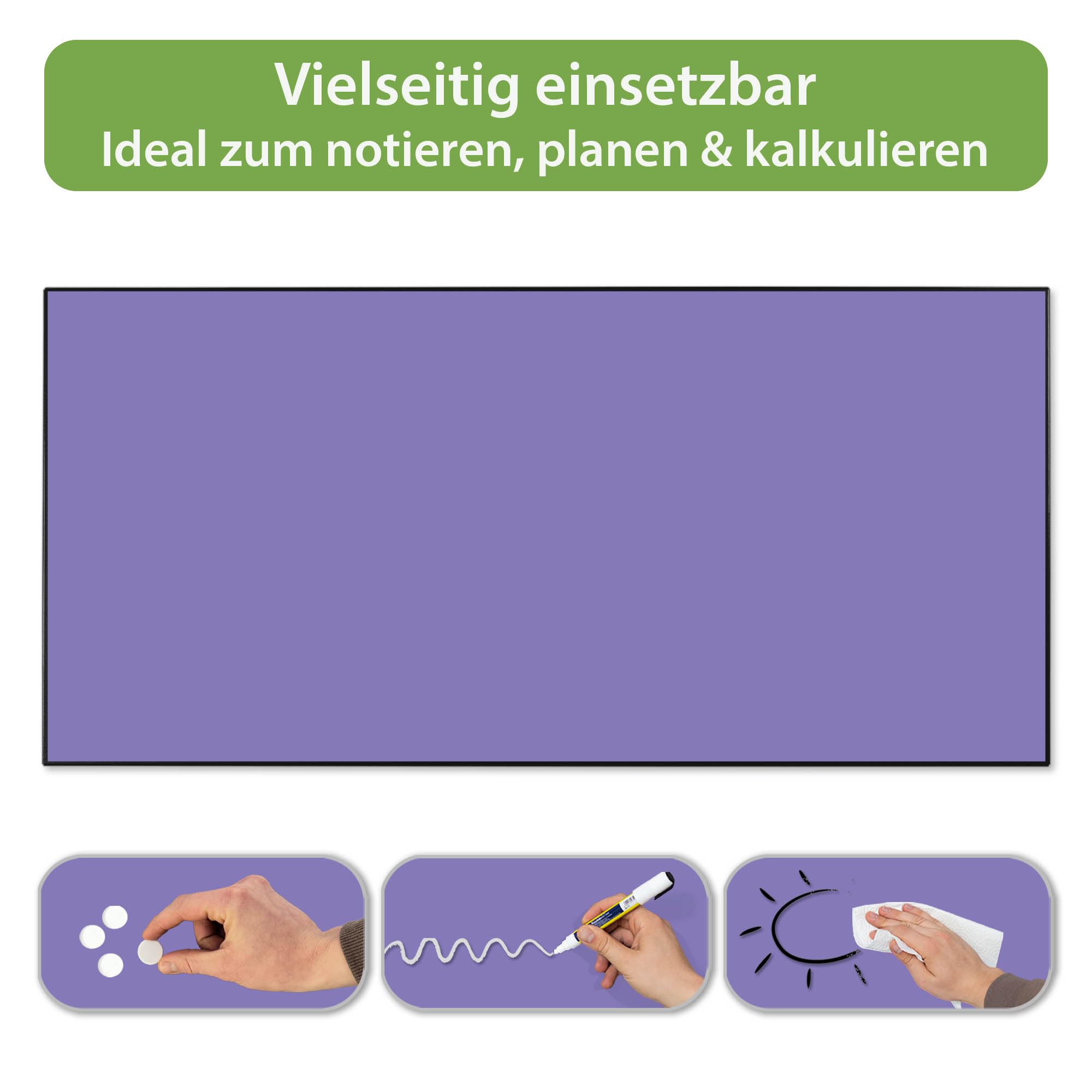 Banjado Magnettafel Metall 78x37cm Memoboard Lavendel