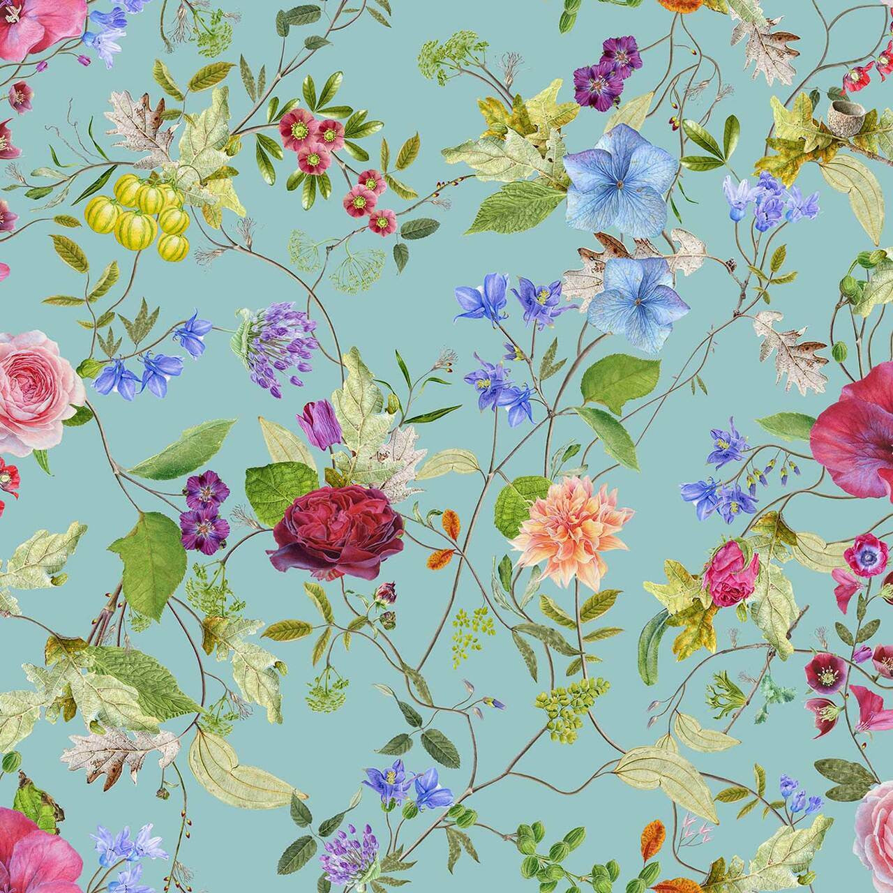 Mineheart Meadow Pattern Flower Minty Green Tapete Rolle grün floral
