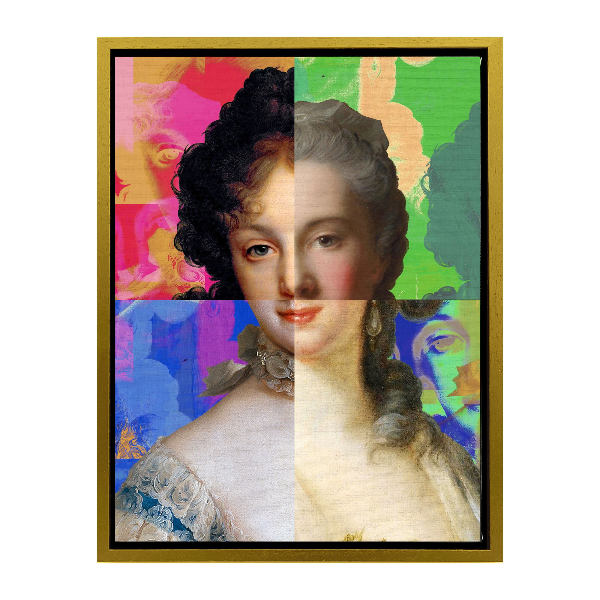 Mineheart Wall Art Lady Puzzled Portrait Wandbild 30x41 cm Blau Weiss
