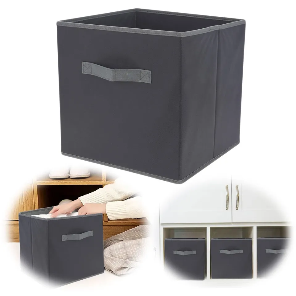 LS-LebenStil Faltbox Aufbewahrungsbox Grau 30x30x30cm Kallax