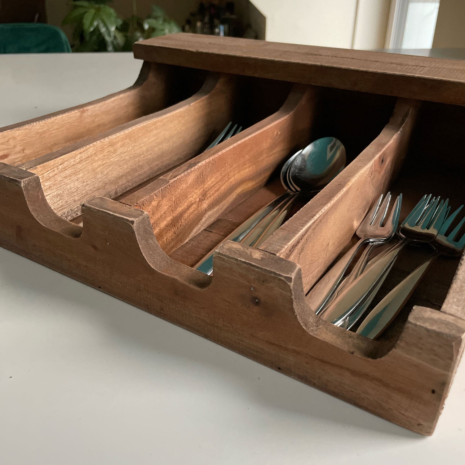 LS-LebenStil Küche & Haushalt Grimaud Besteckkasten 36cm Teak 4 Fächer